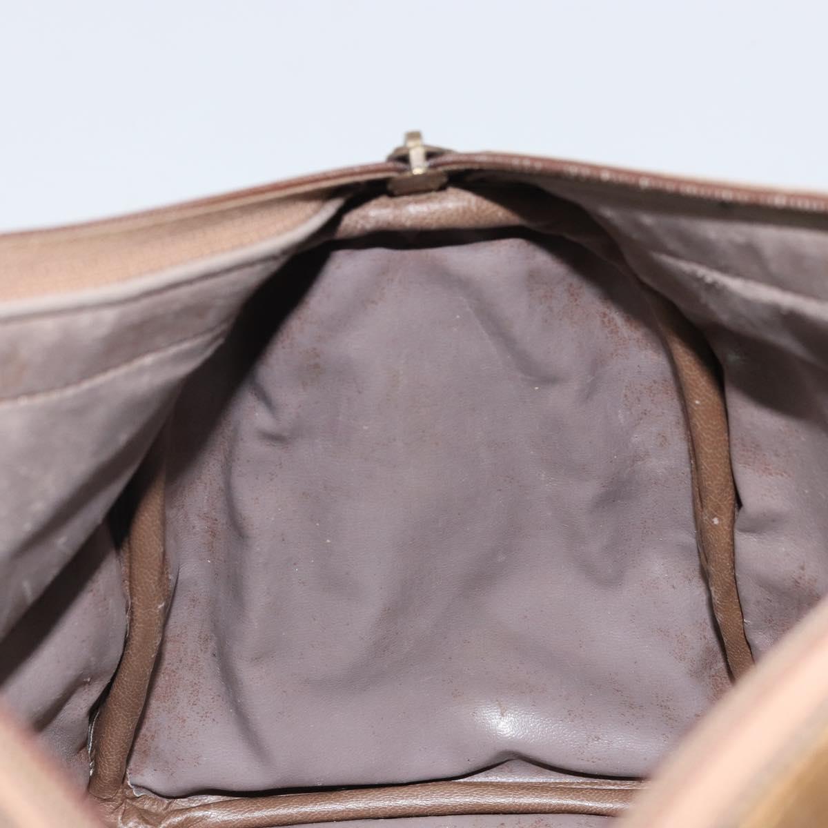 FENDI Zucchino Canvas Hand Bag PVC Beige Silver Auth ti3726
