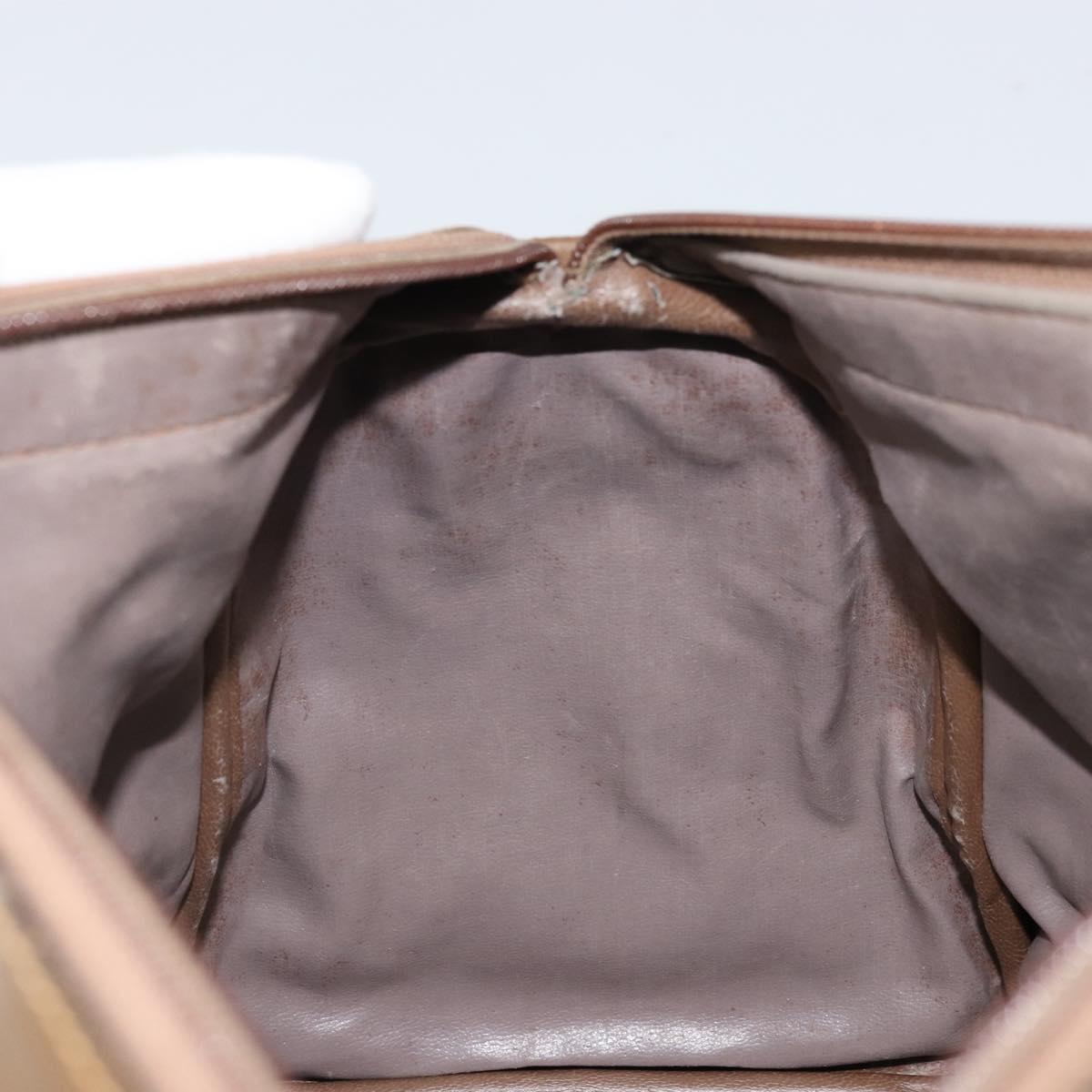 FENDI Zucchino Canvas Hand Bag PVC Beige Silver Auth ti3726