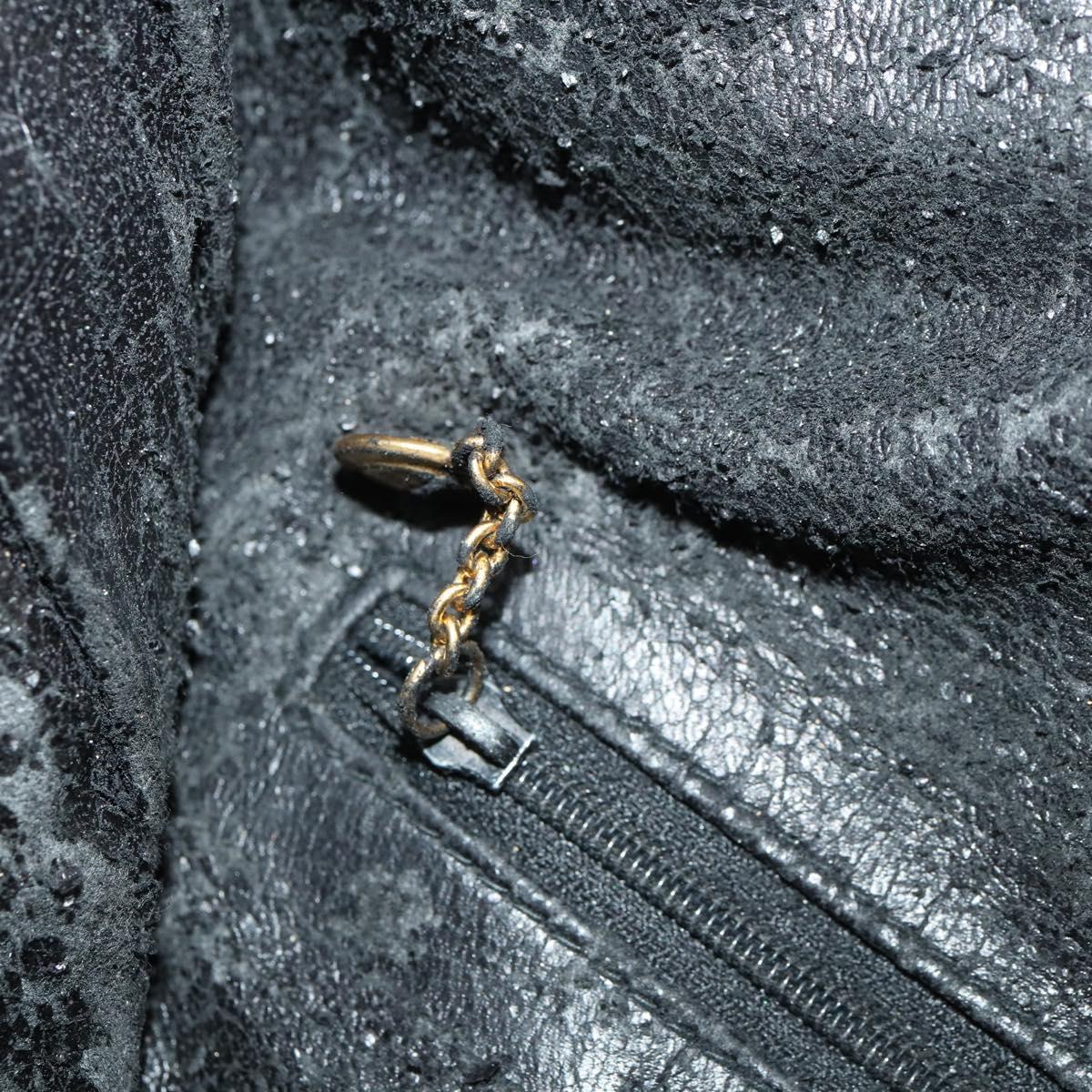 GUCCI Bamboo Shoulder Bag Suede Black Gold 01 1014 1577 Auth ti3727
