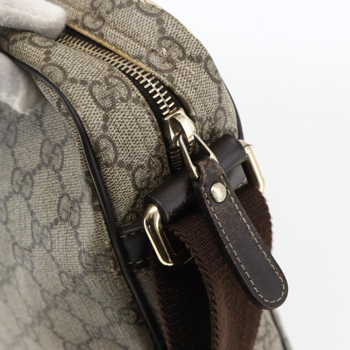 GUCCI GG Supreme Shoulder Bag PVC Beige Gold 201448 Auth ti3728