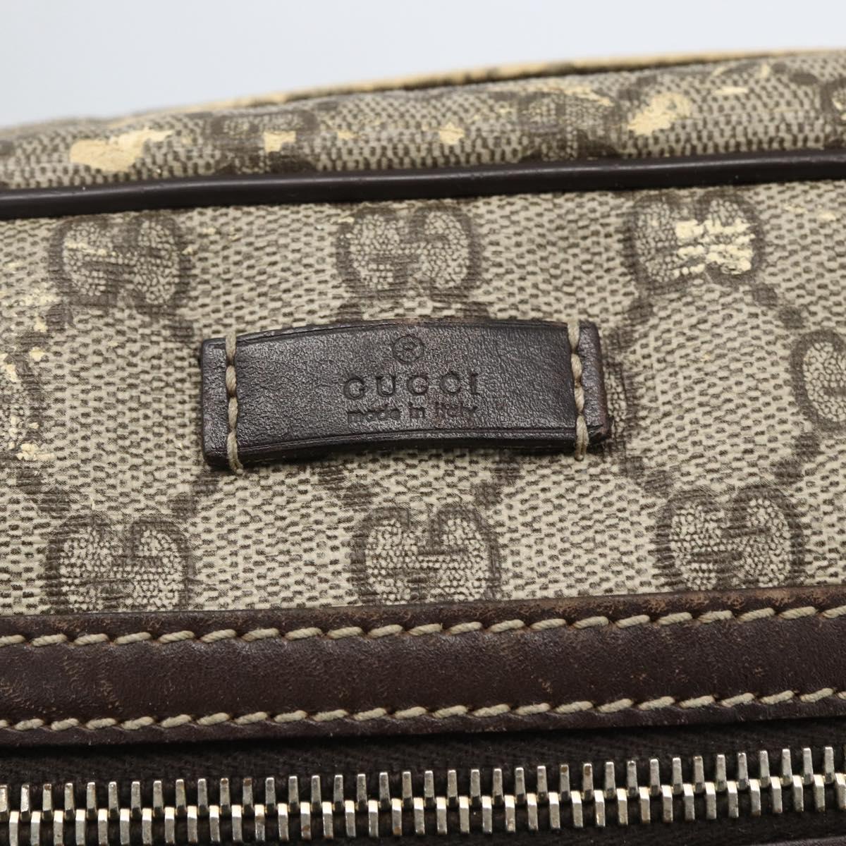 GUCCI GG Supreme Shoulder Bag PVC Beige Gold 201448 Auth ti3728