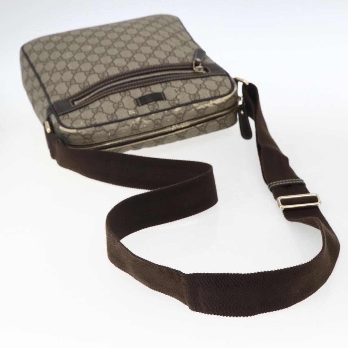 GUCCI GG Supreme Shoulder Bag PVC Beige Gold 201448 Auth ti3728