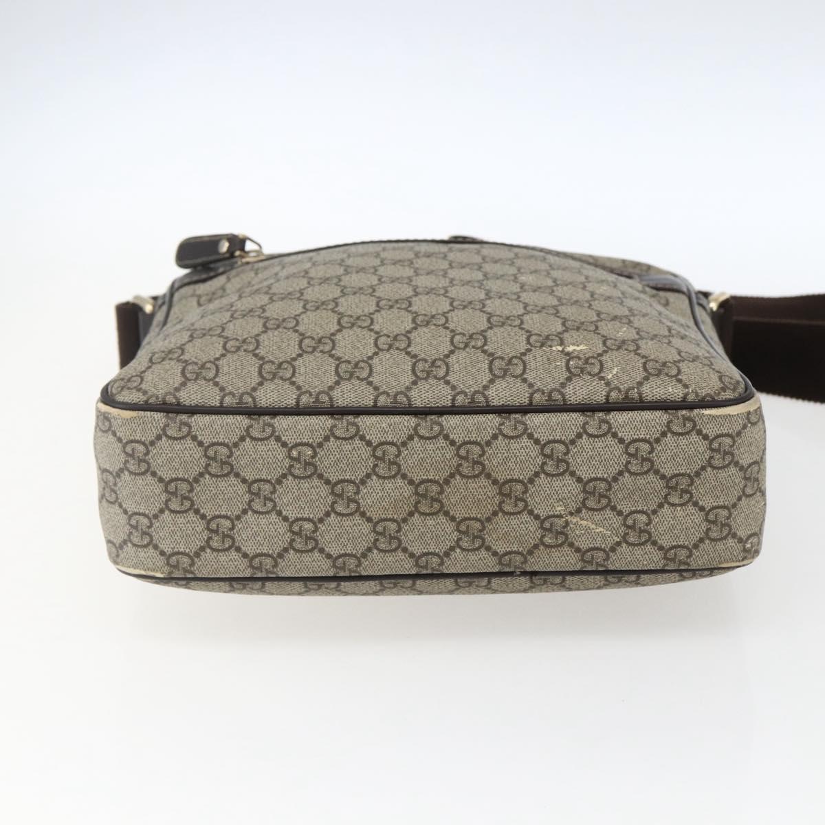 GUCCI GG Supreme Shoulder Bag PVC Beige Gold 201448 Auth ti3728