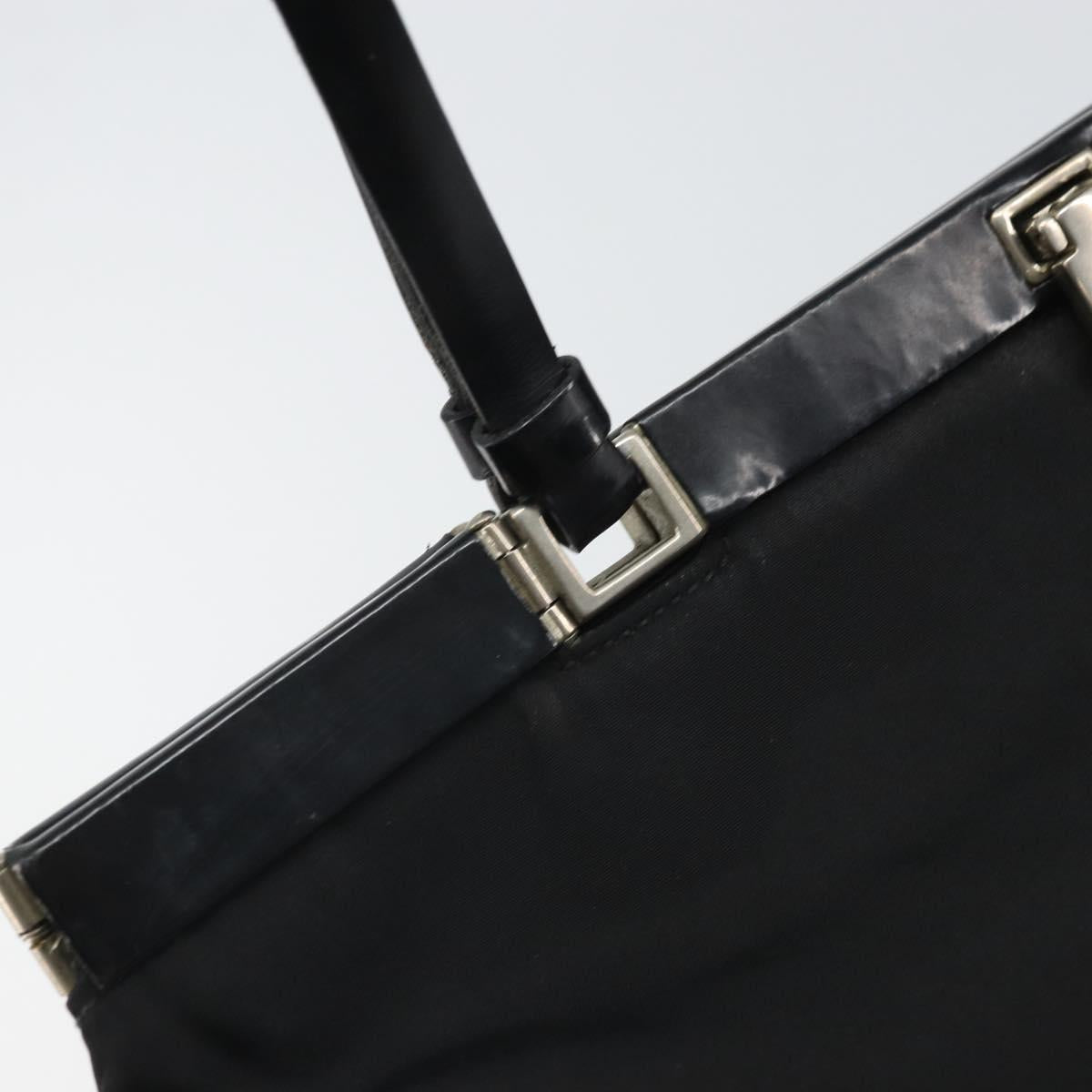 PRADA Tote Bag Nylon Black Silver Auth ti3730