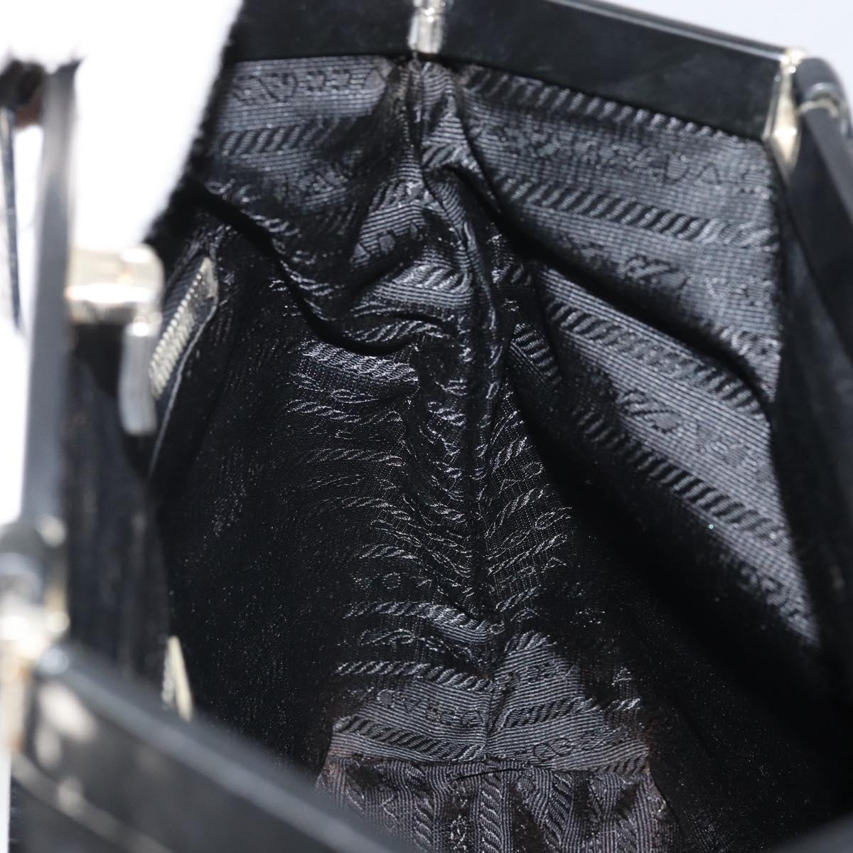 PRADA Tote Bag Nylon Black Silver Auth ti3730