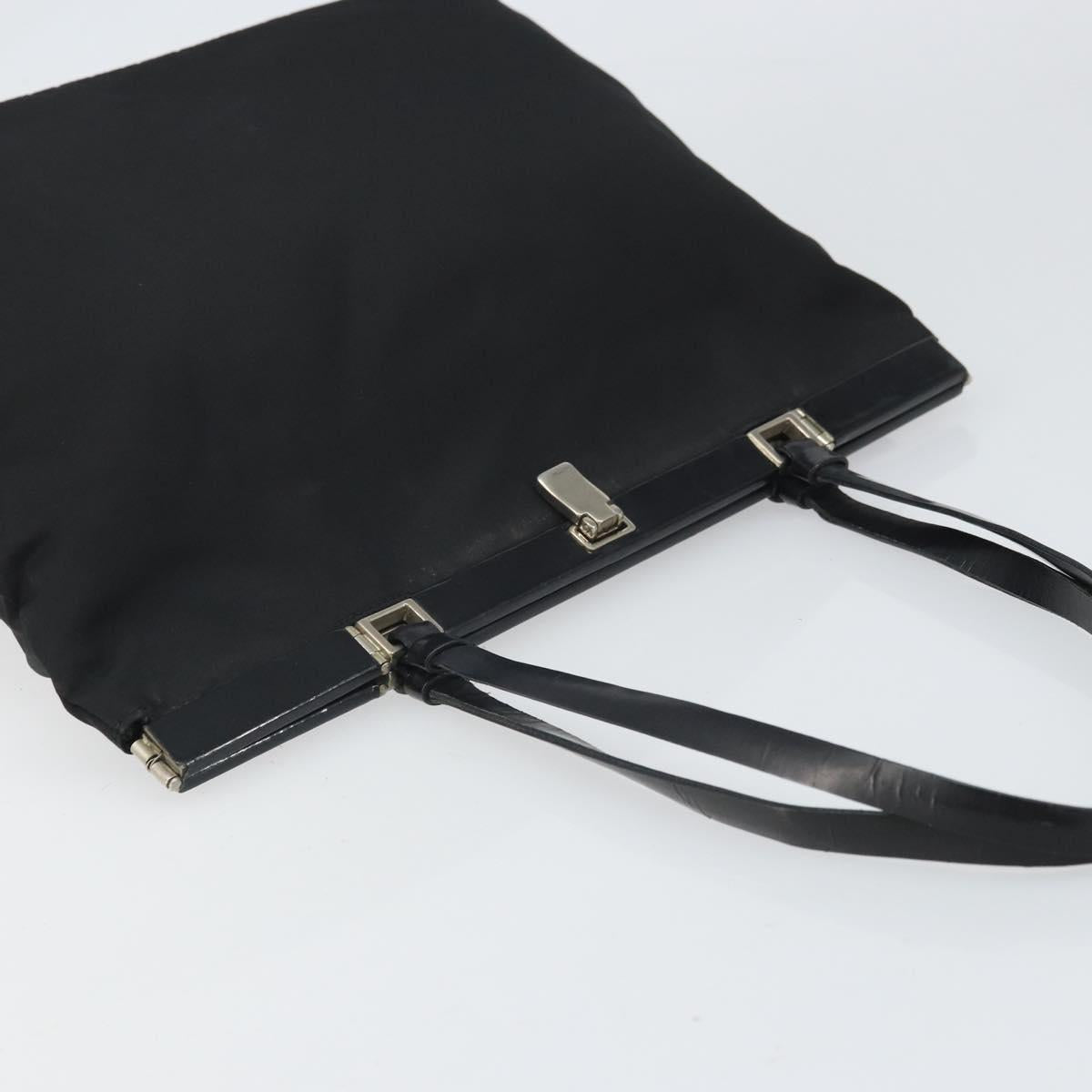 PRADA Tote Bag Nylon Black Silver Auth ti3730