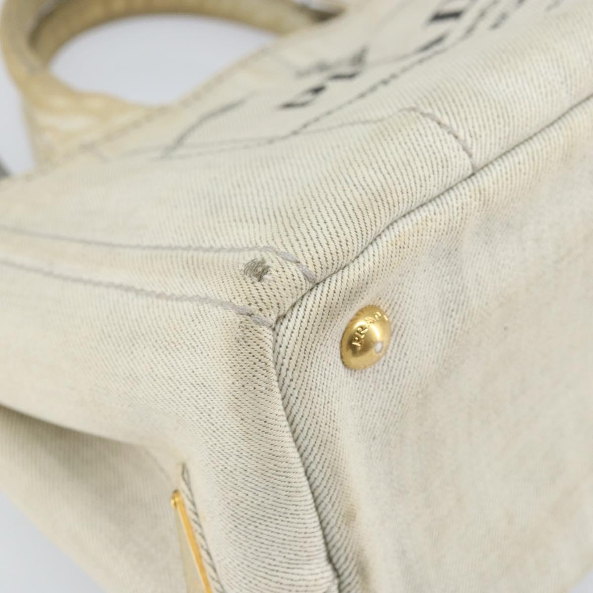 PRADA Canapa PM Hand Bag Canvas 2way Gray Gold Auth ti3731