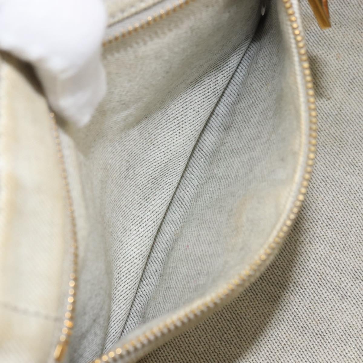 PRADA Canapa PM Hand Bag Canvas 2way Gray Gold Auth ti3731