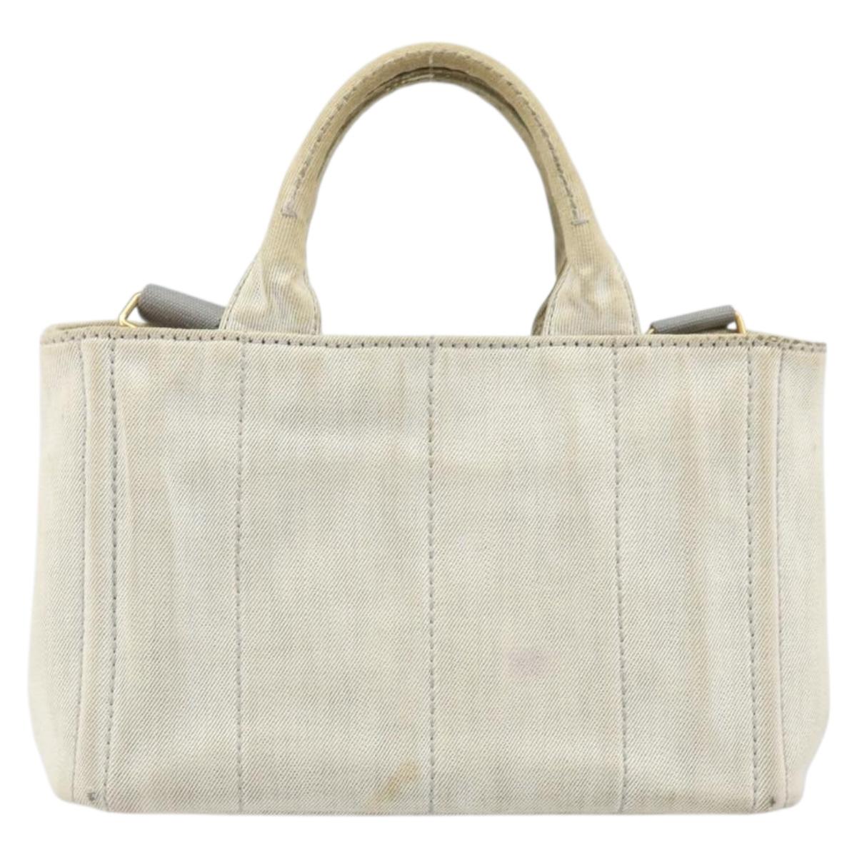 PRADA Canapa PM Hand Bag Canvas 2way Gray Gold Auth ti3731