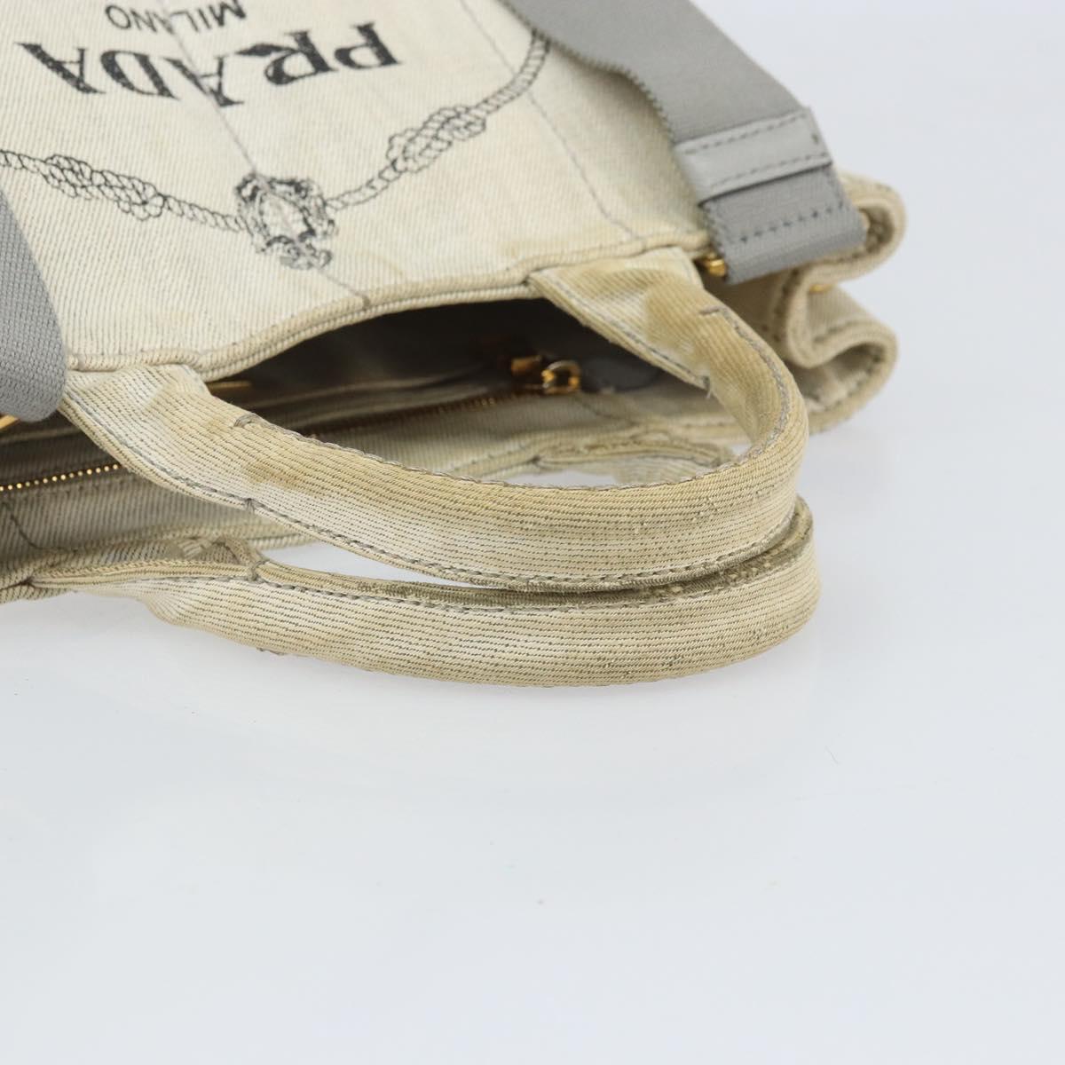 PRADA Canapa PM Hand Bag Canvas 2way Gray Gold Auth ti3731