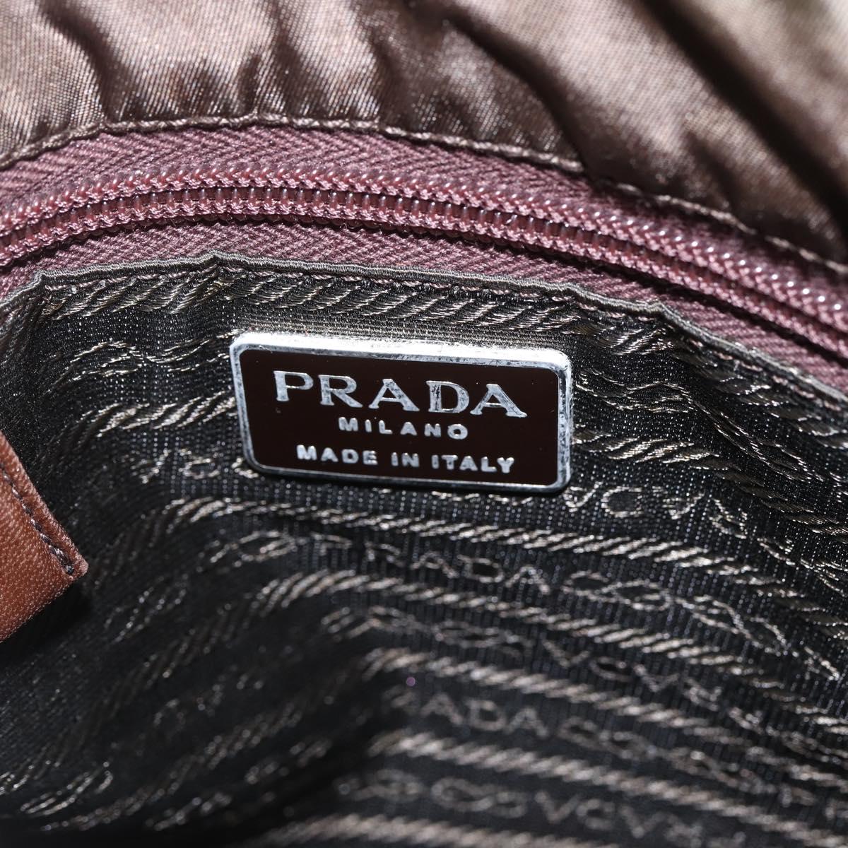 PRADA Hand Bag Nylon Leather Khaki Silver Auth ti3735
