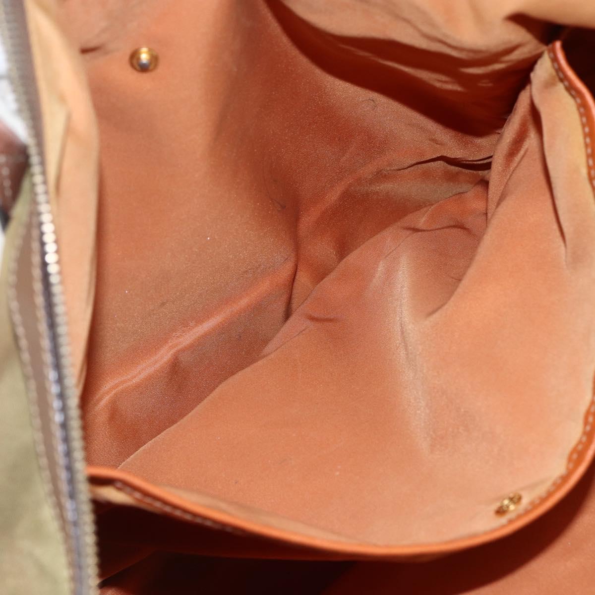 PRADA Tote Bag Nylon Leather Khaki Gold Auth ti3738