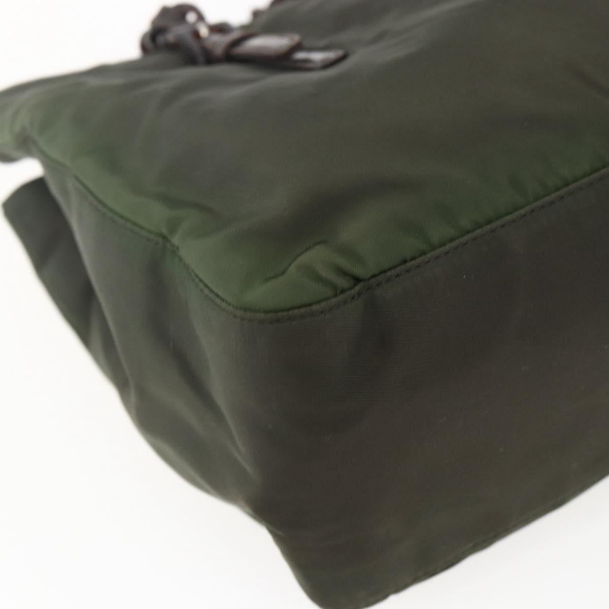 PRADA Shoulder Bag Nylon Plastic Leather Khaki Auth ti3739
