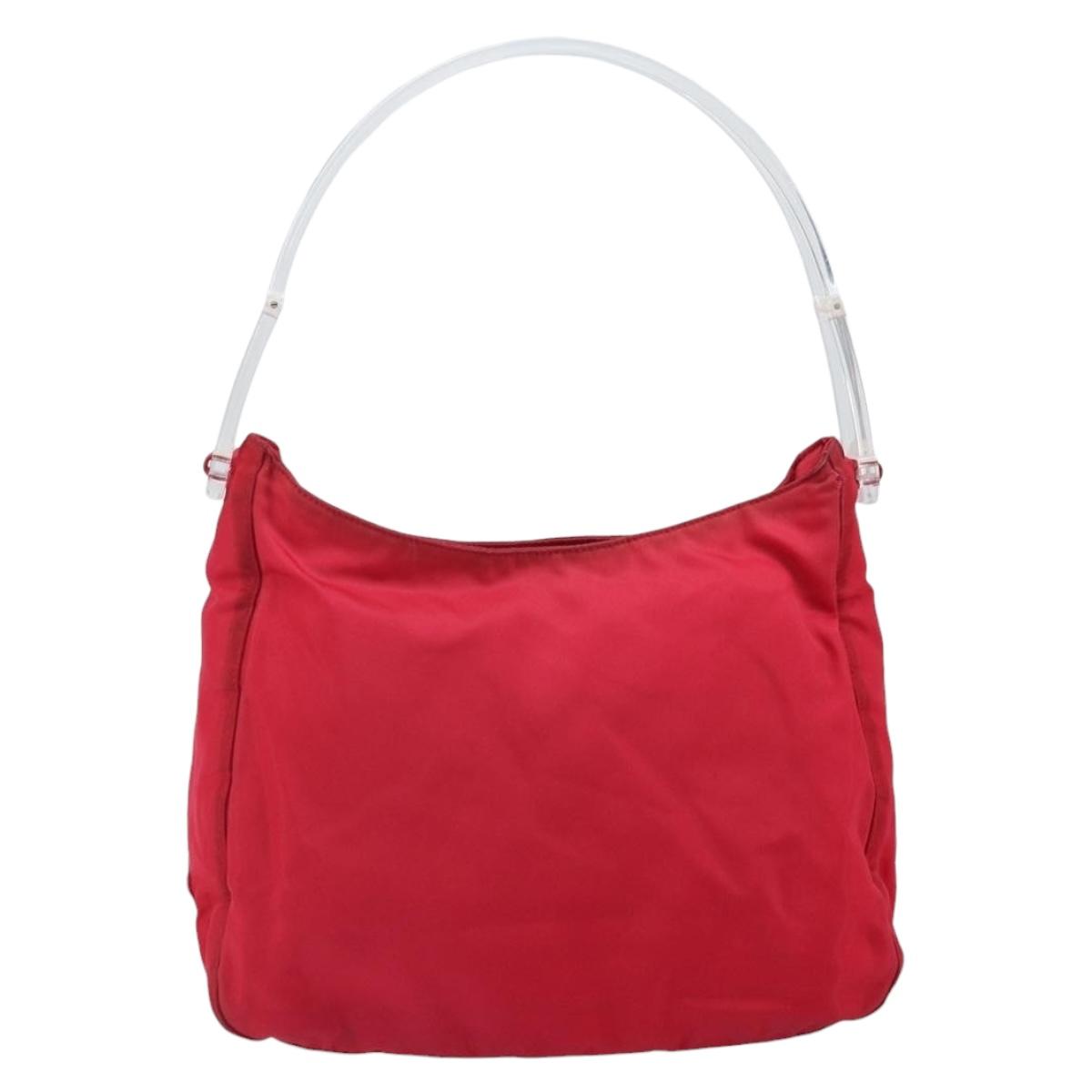 PRADA Tote Bag Nylon plastic Red Auth ti3740
