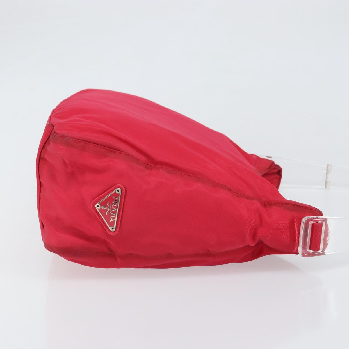 PRADA Tote Bag Nylon plastic Red Auth ti3740