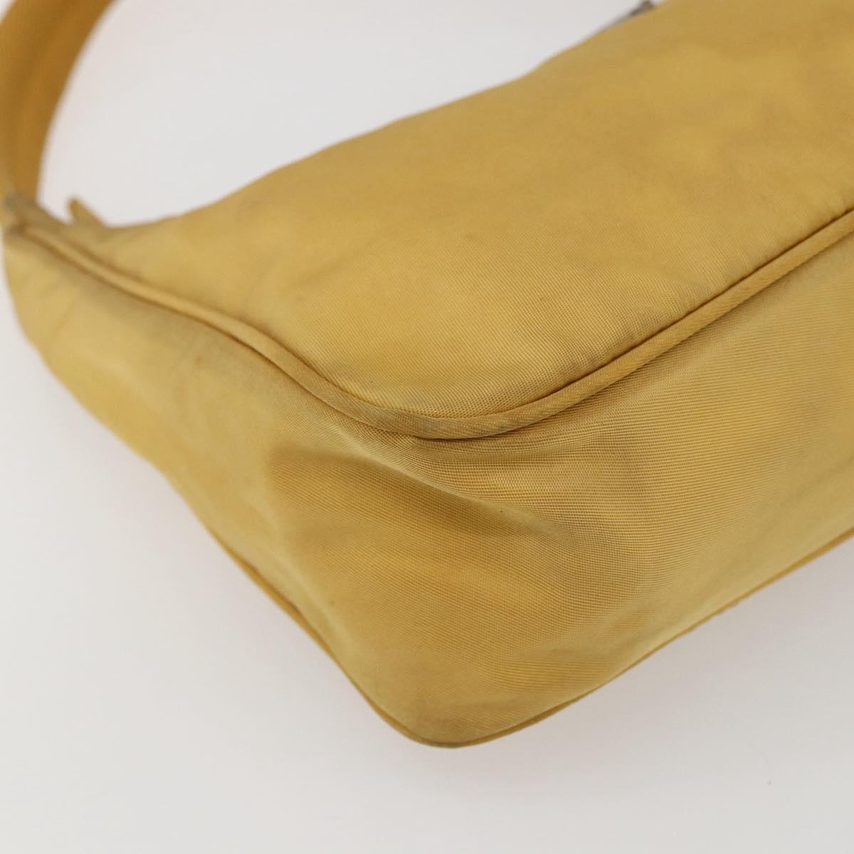 PRADA Hand Bag Nylon Yellow Silver Auth ti3741