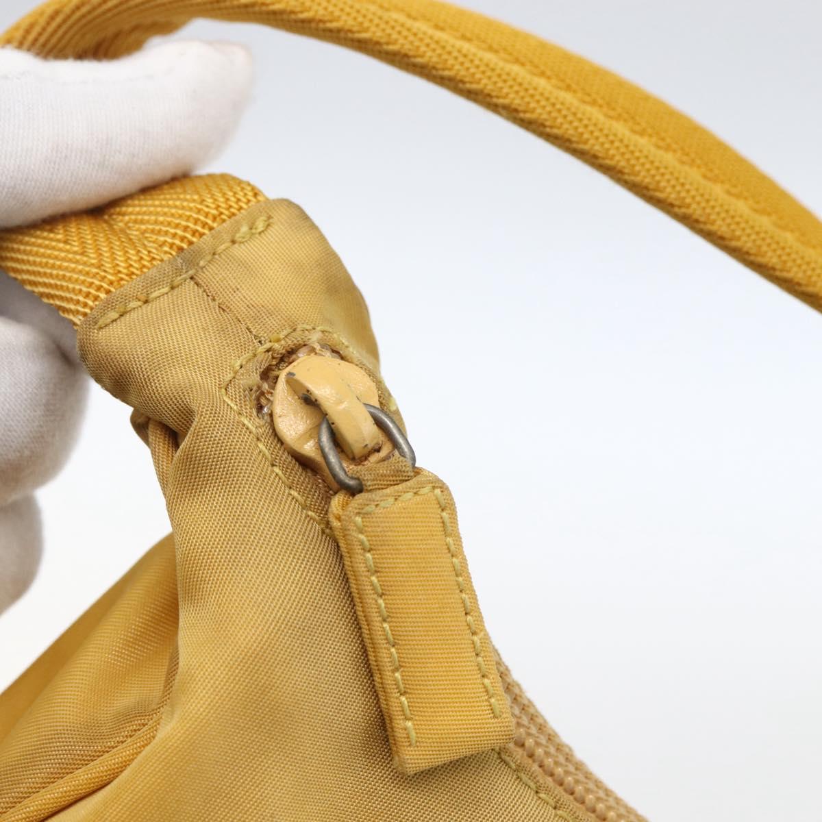 PRADA Hand Bag Nylon Yellow Silver Auth ti3741
