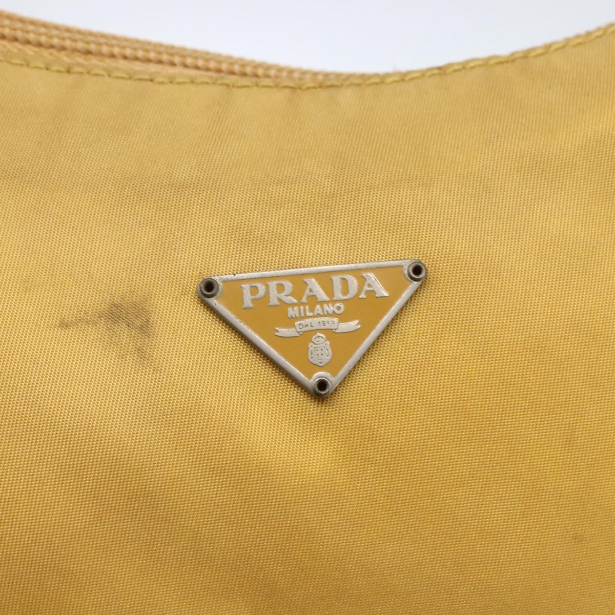 PRADA Hand Bag Nylon Yellow Silver Auth ti3741
