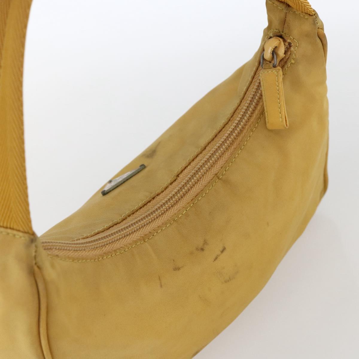PRADA Hand Bag Nylon Yellow Silver Auth ti3741