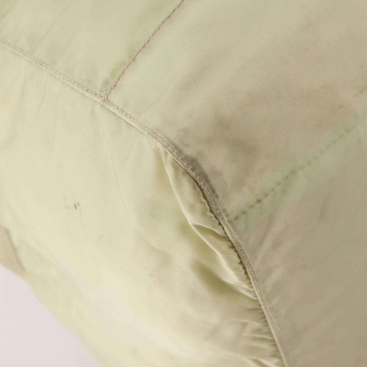 PRADA Boston Bag Nylon Cream Beige Auth ti3742