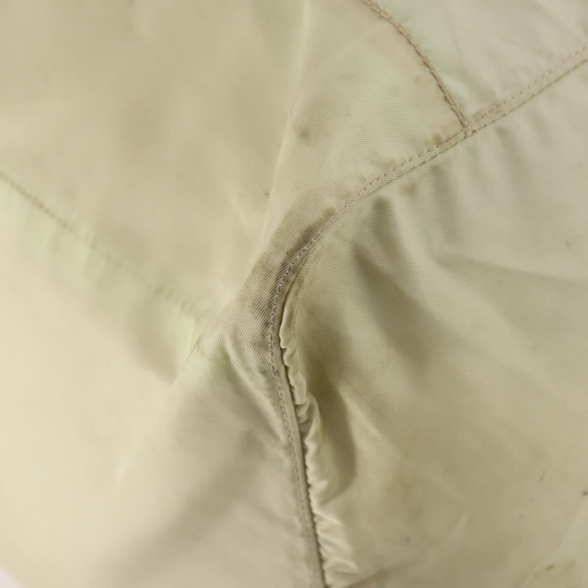 PRADA Boston Bag Nylon Cream Beige Auth ti3742