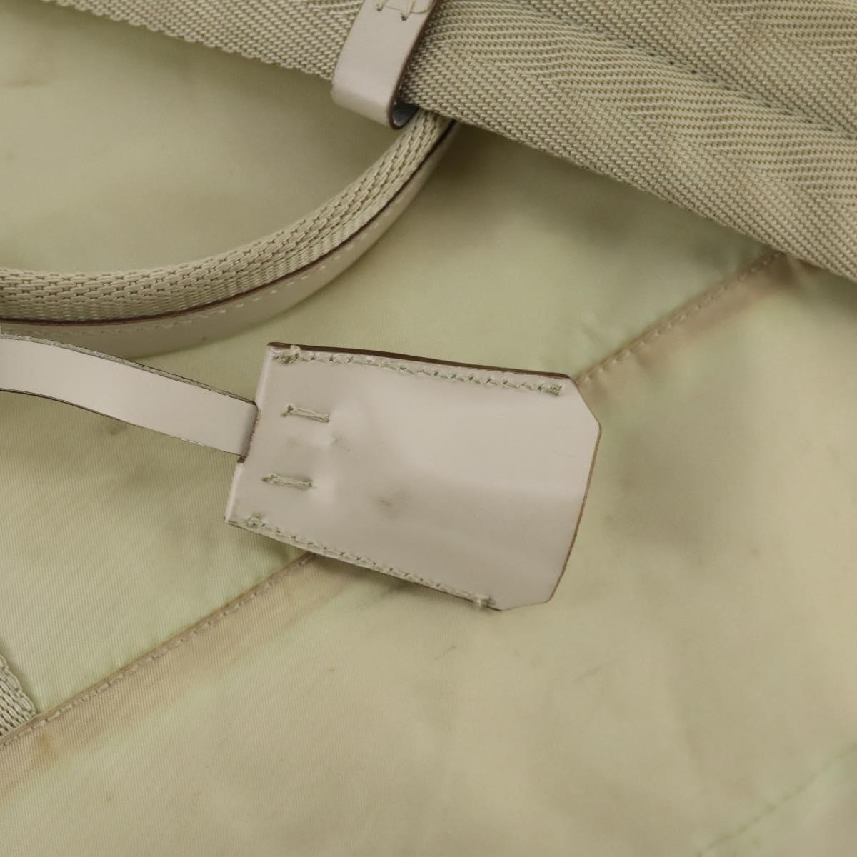 PRADA Boston Bag Nylon Cream Beige Auth ti3742