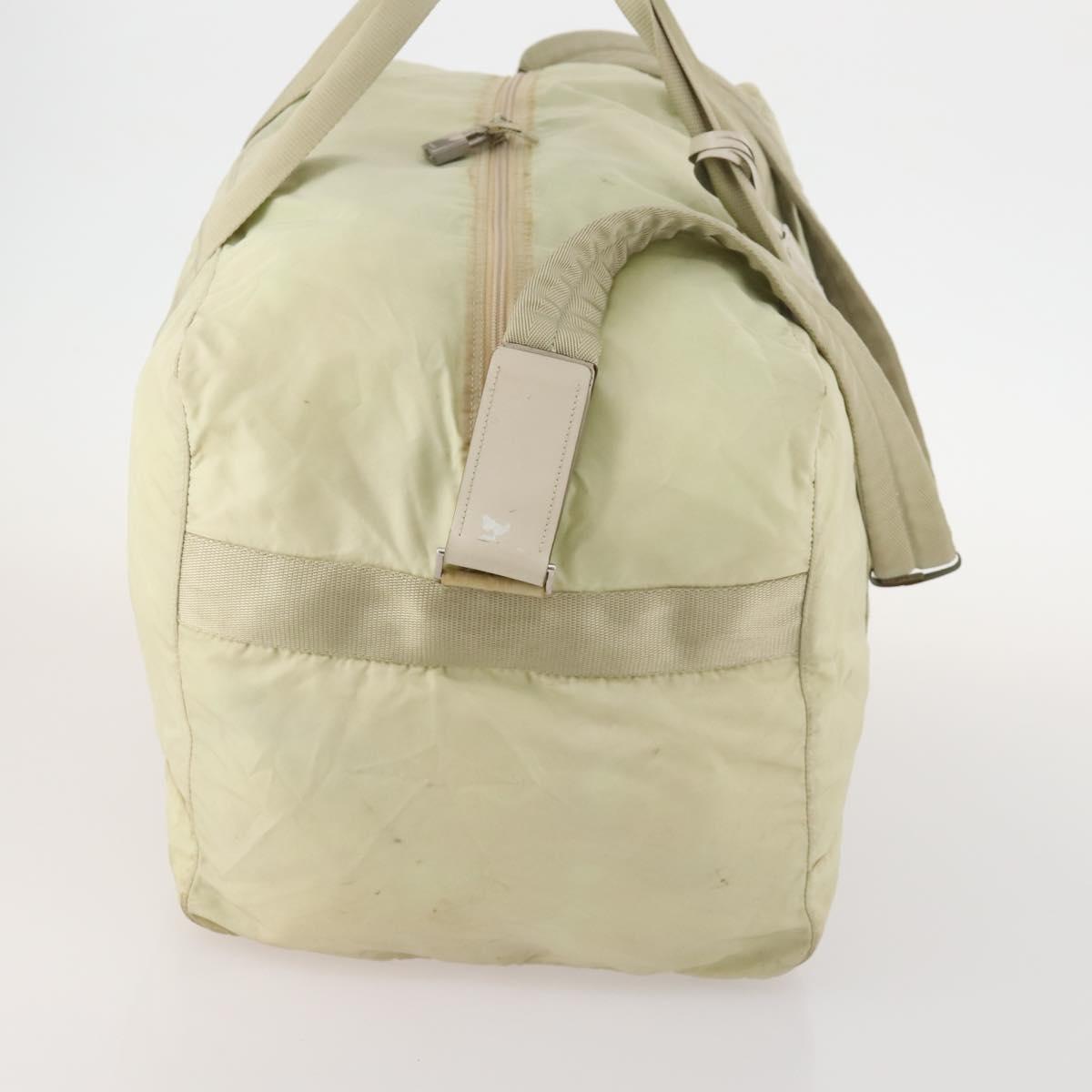 PRADA Boston Bag Nylon Cream Beige Auth ti3742