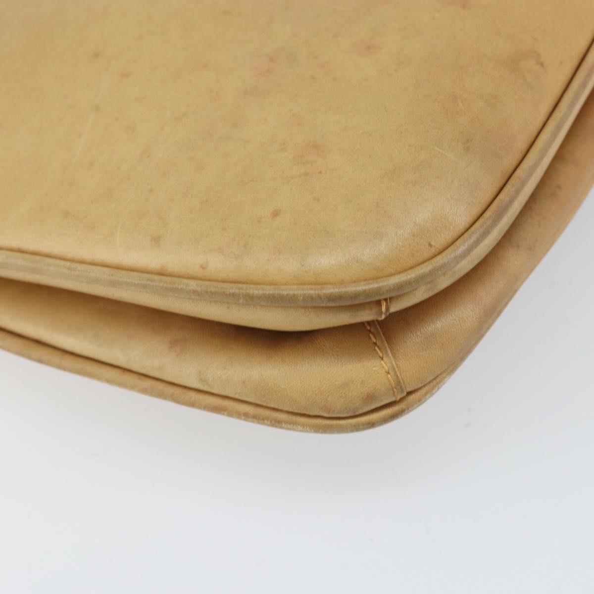 GUCCI Shoulder Bag Leather Beige Gold 007 112 0094 Auth ti3745