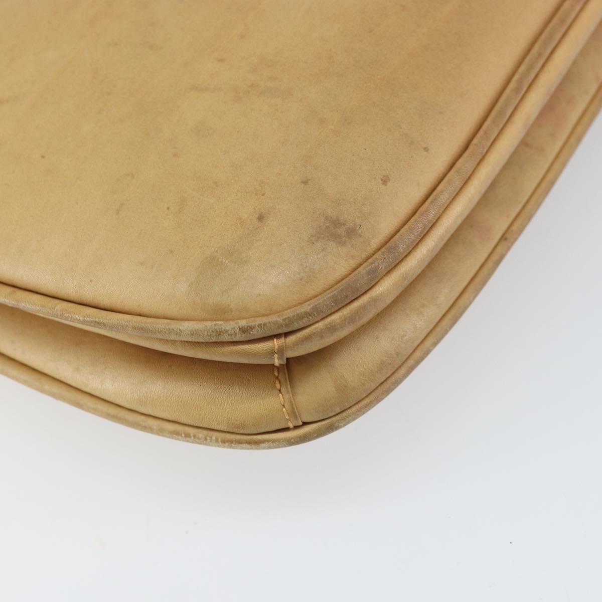 GUCCI Shoulder Bag Leather Beige Gold 007 112 0094 Auth ti3745