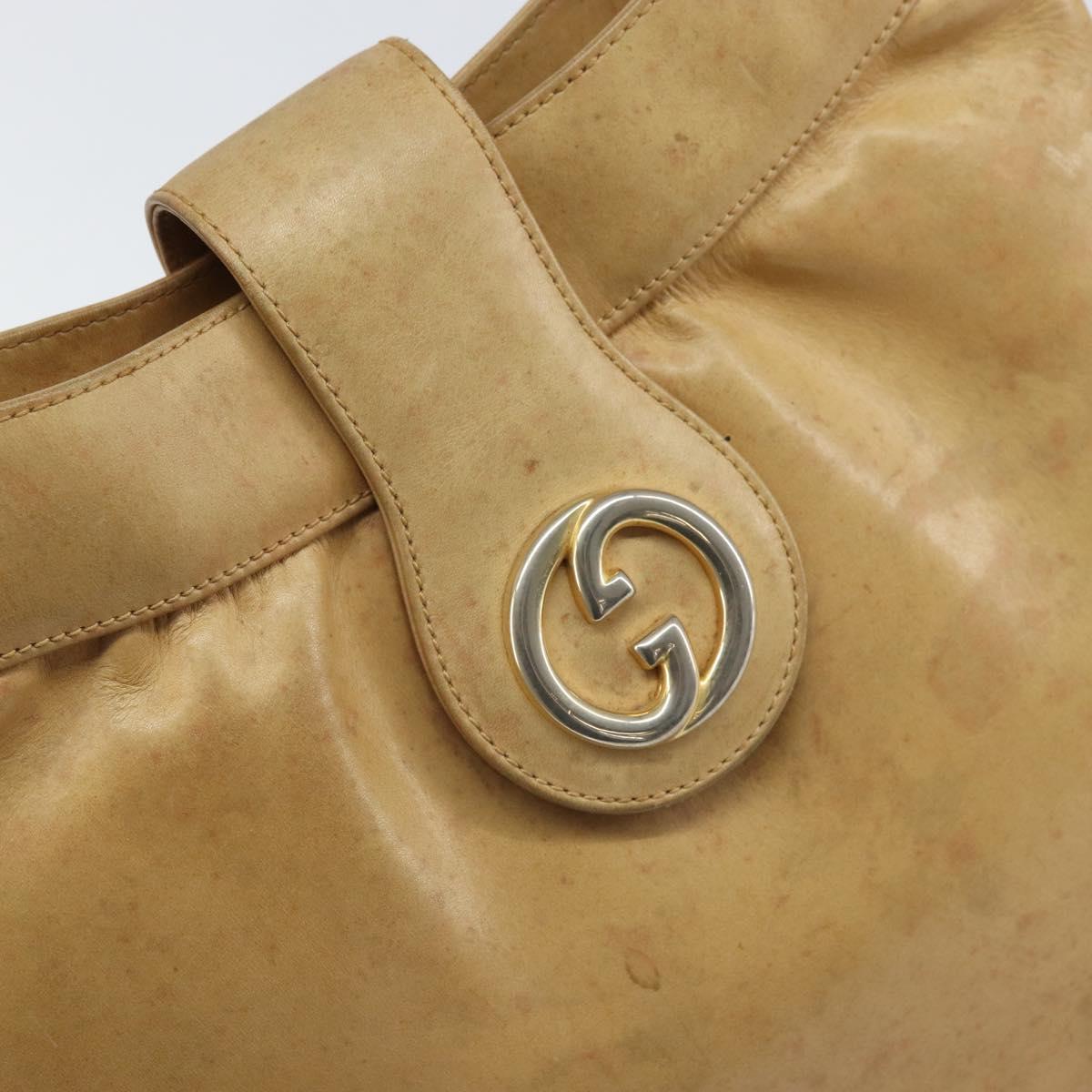 GUCCI Shoulder Bag Leather Beige Gold 007 112 0094 Auth ti3745