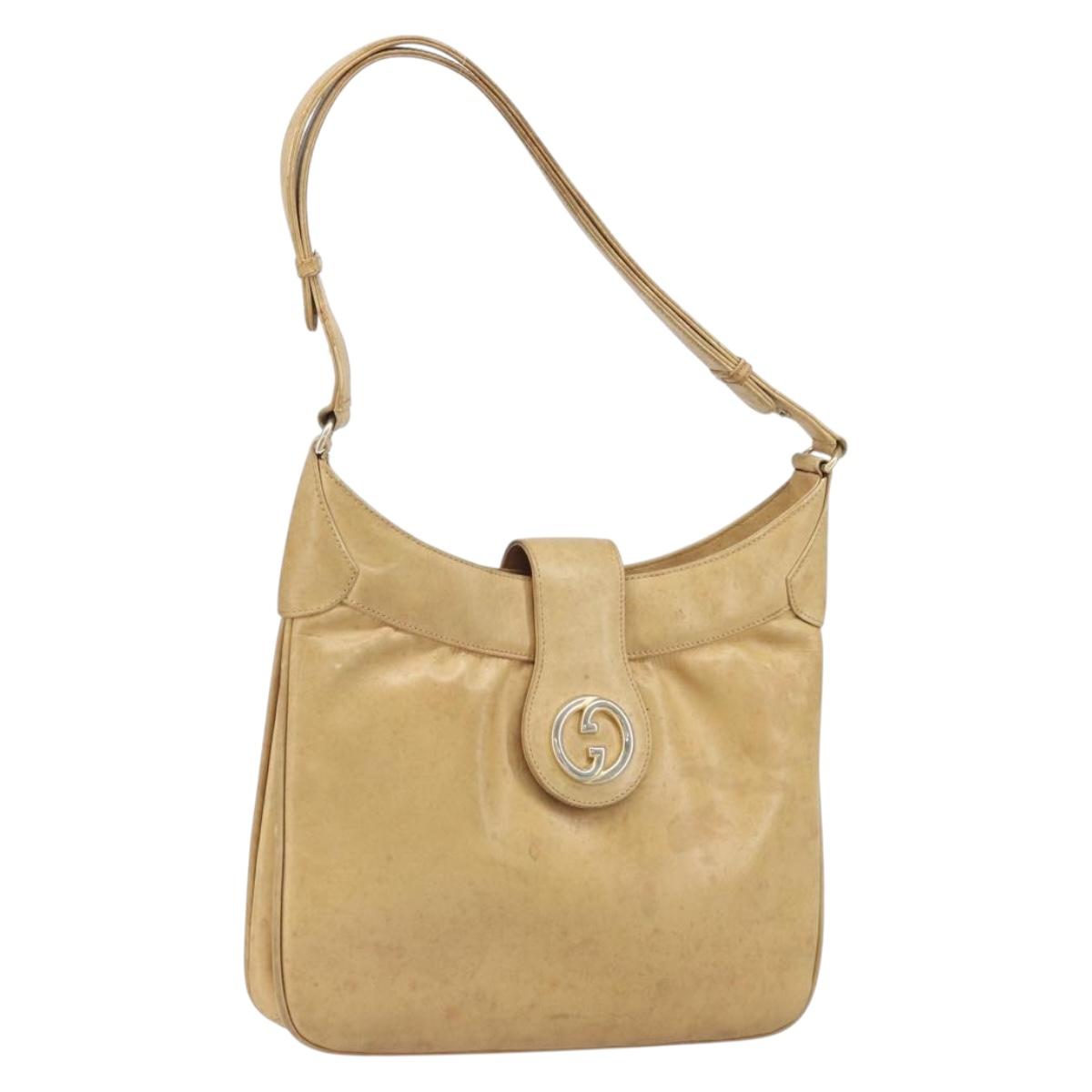 GUCCI Shoulder Bag Leather Beige Gold 007 112 0094 Auth ti3745