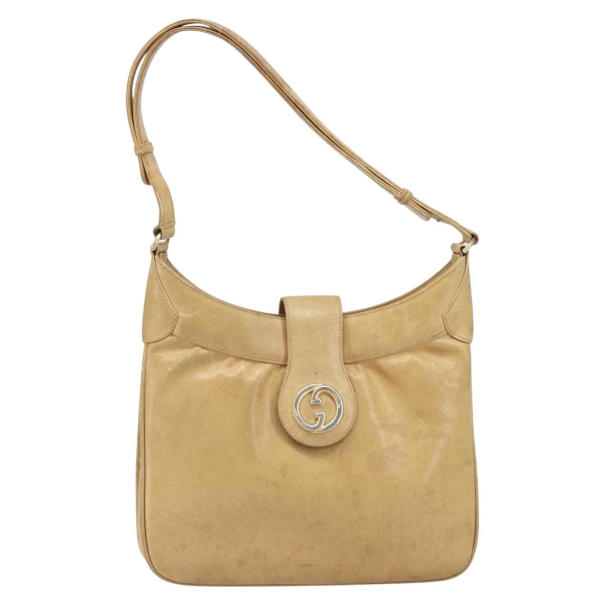 GUCCI Shoulder Bag Leather Beige Gold 007 112 0094 Auth ti3745