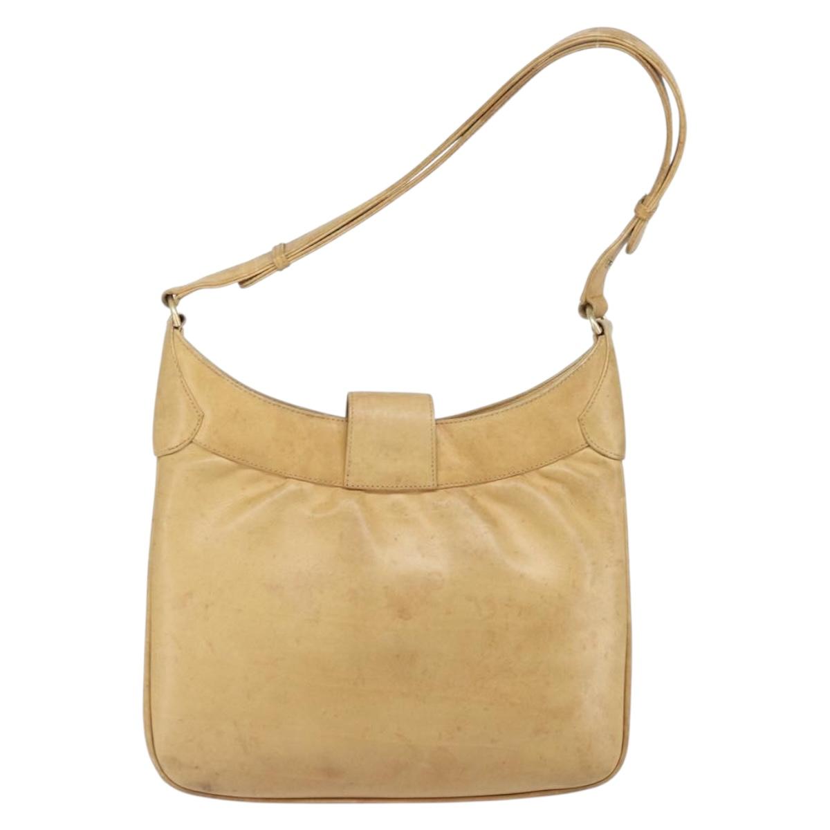 GUCCI Shoulder Bag Leather Beige Gold 007 112 0094 Auth ti3745