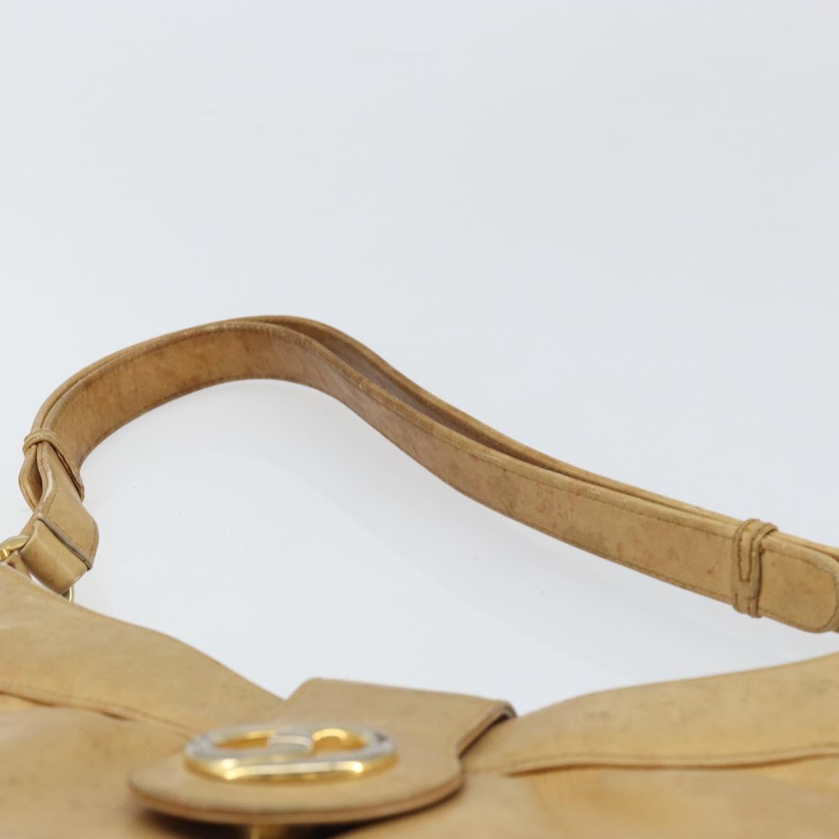 GUCCI Shoulder Bag Leather Beige Gold 007 112 0094 Auth ti3745