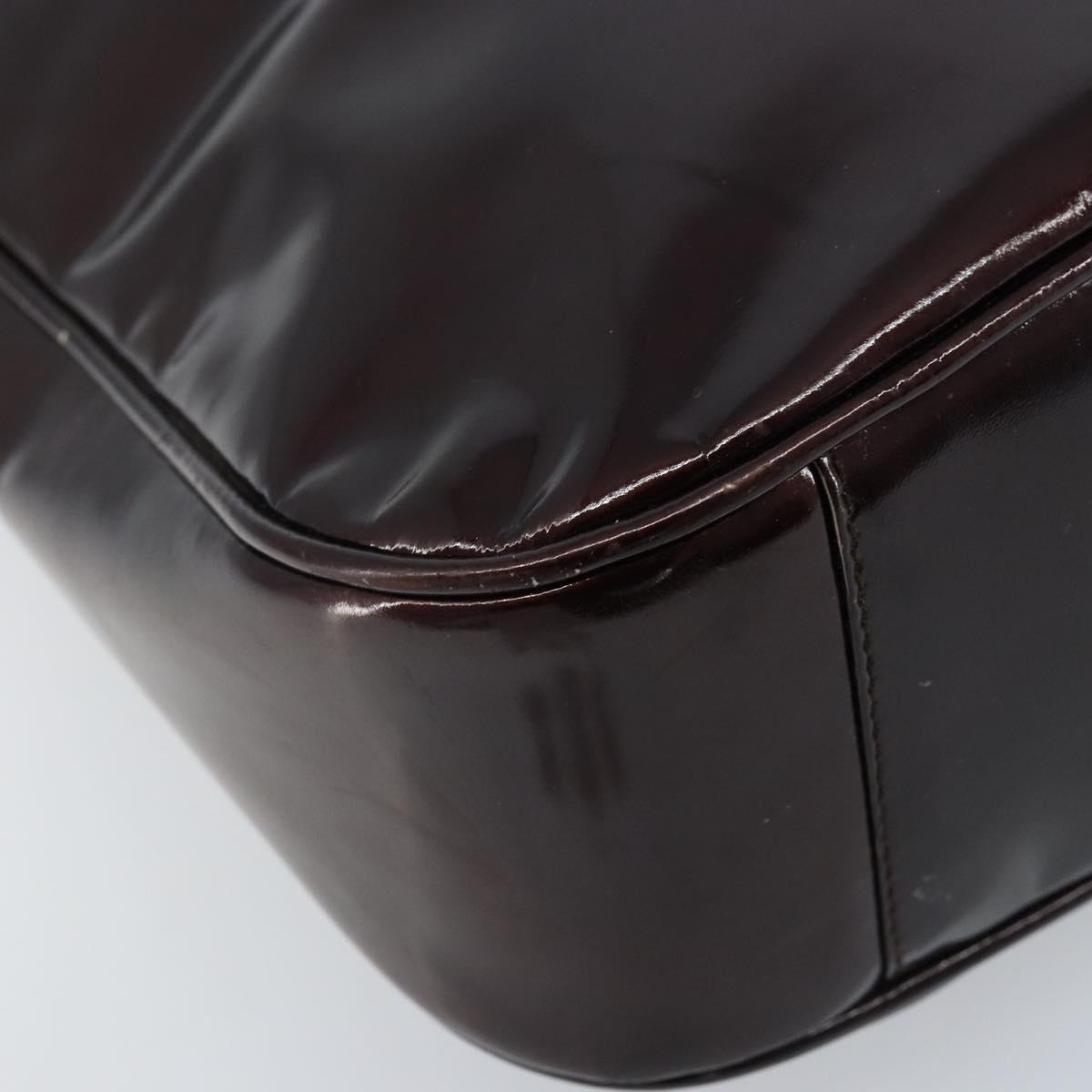 GUCCI Bamboo Hand Bag Patent leather 2way Brown Gold 001 1705 1638 Auth ti3749
