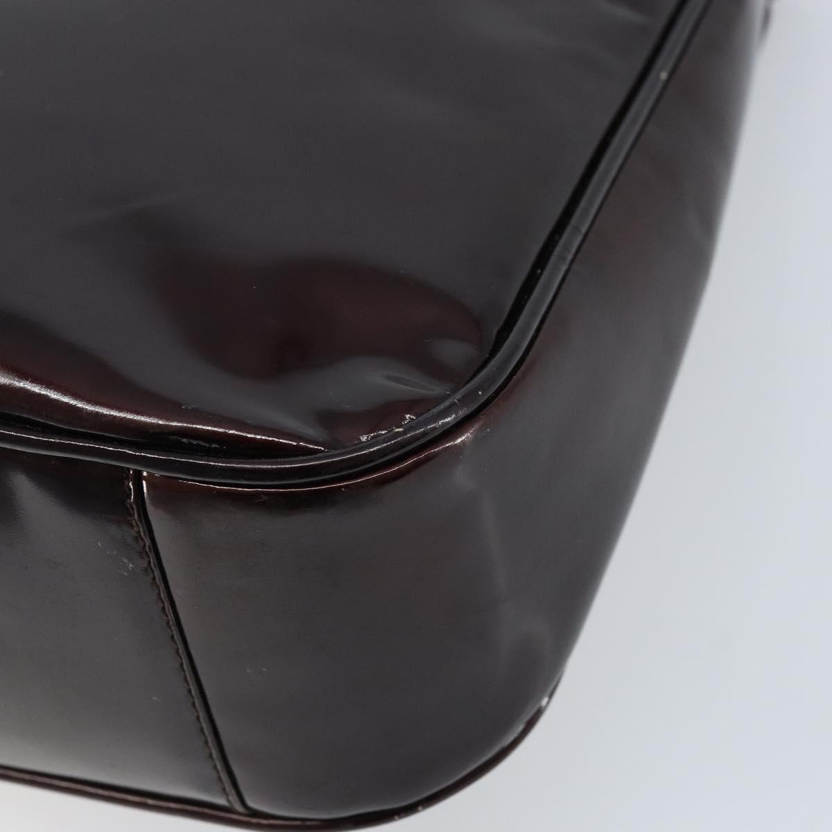 GUCCI Bamboo Hand Bag Patent leather 2way Brown Gold 001 1705 1638 Auth ti3749