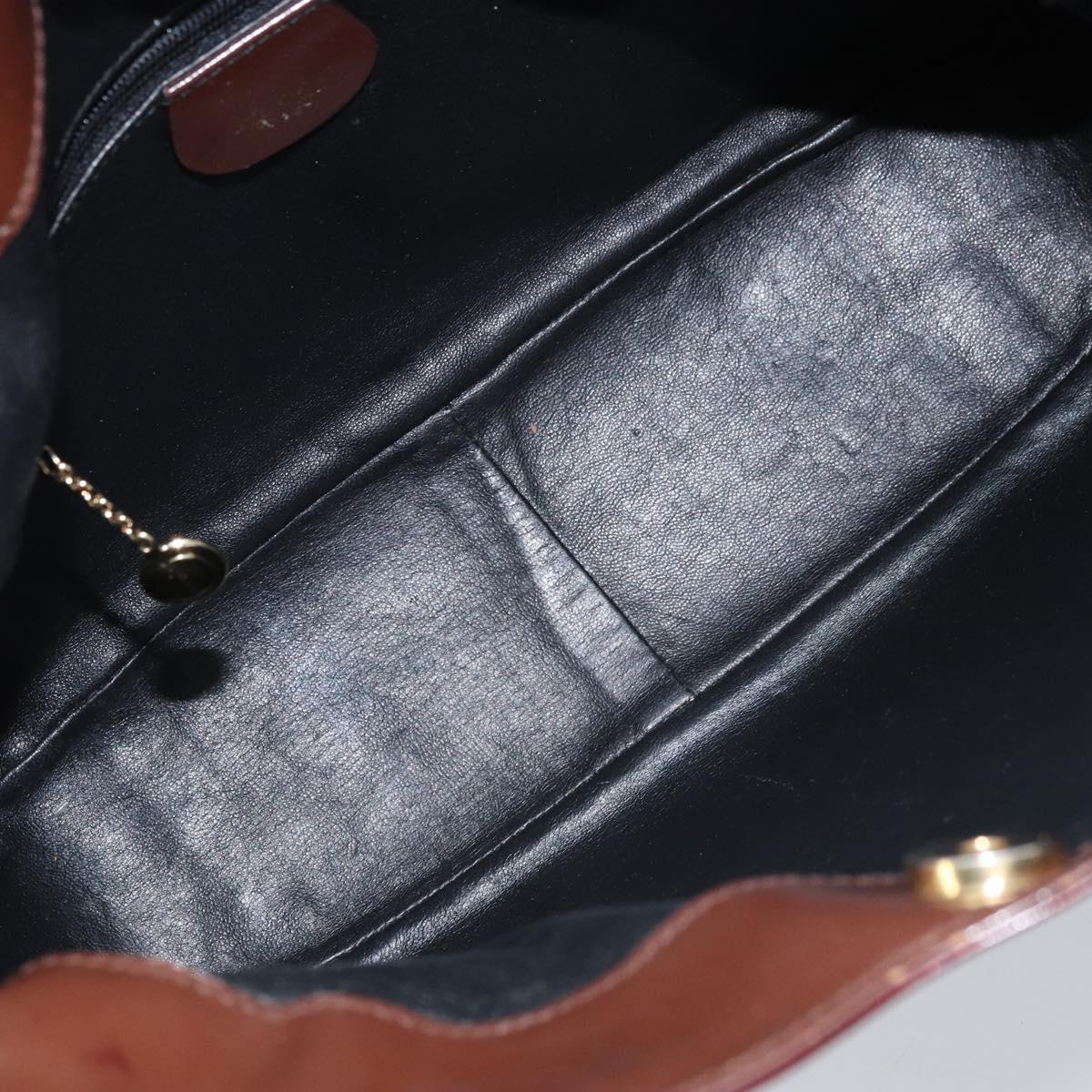 GUCCI Bamboo Hand Bag Patent leather 2way Brown Gold 001 1705 1638 Auth ti3749