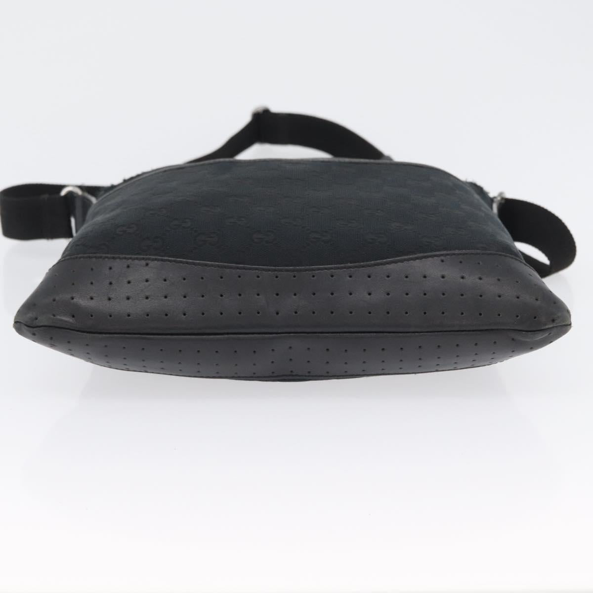 GUCCI GG Canvas Shoulder Bag Black Silver 145857 Auth ti3750