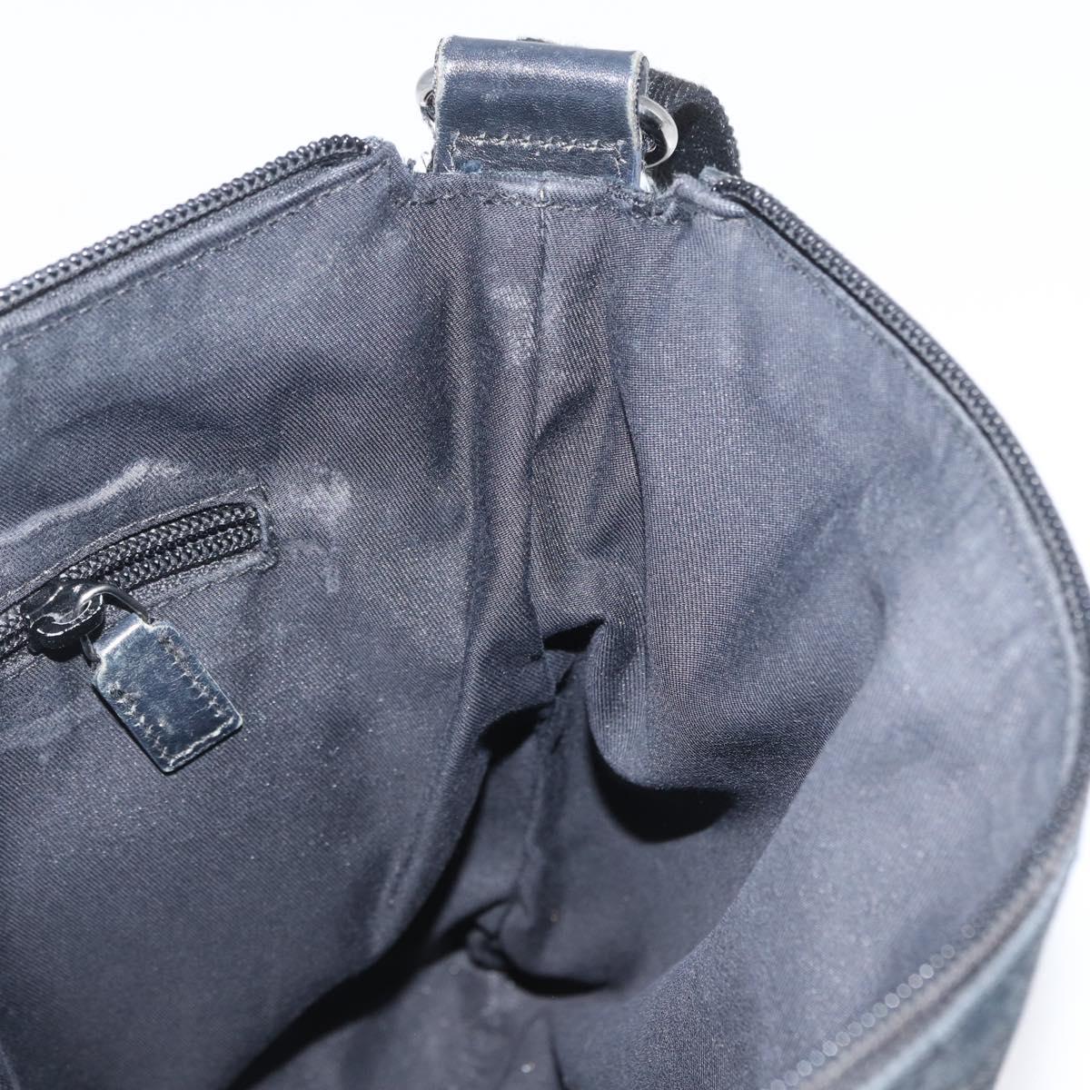 GUCCI GG Canvas Shoulder Bag Black Silver 145857 Auth ti3750