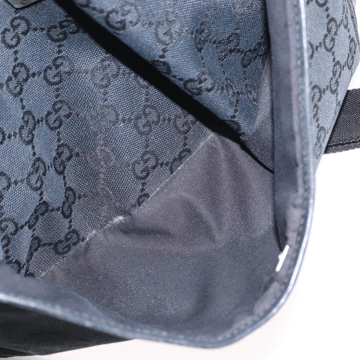 GUCCI GG Canvas Shoulder Bag Black Silver 145857 Auth ti3750