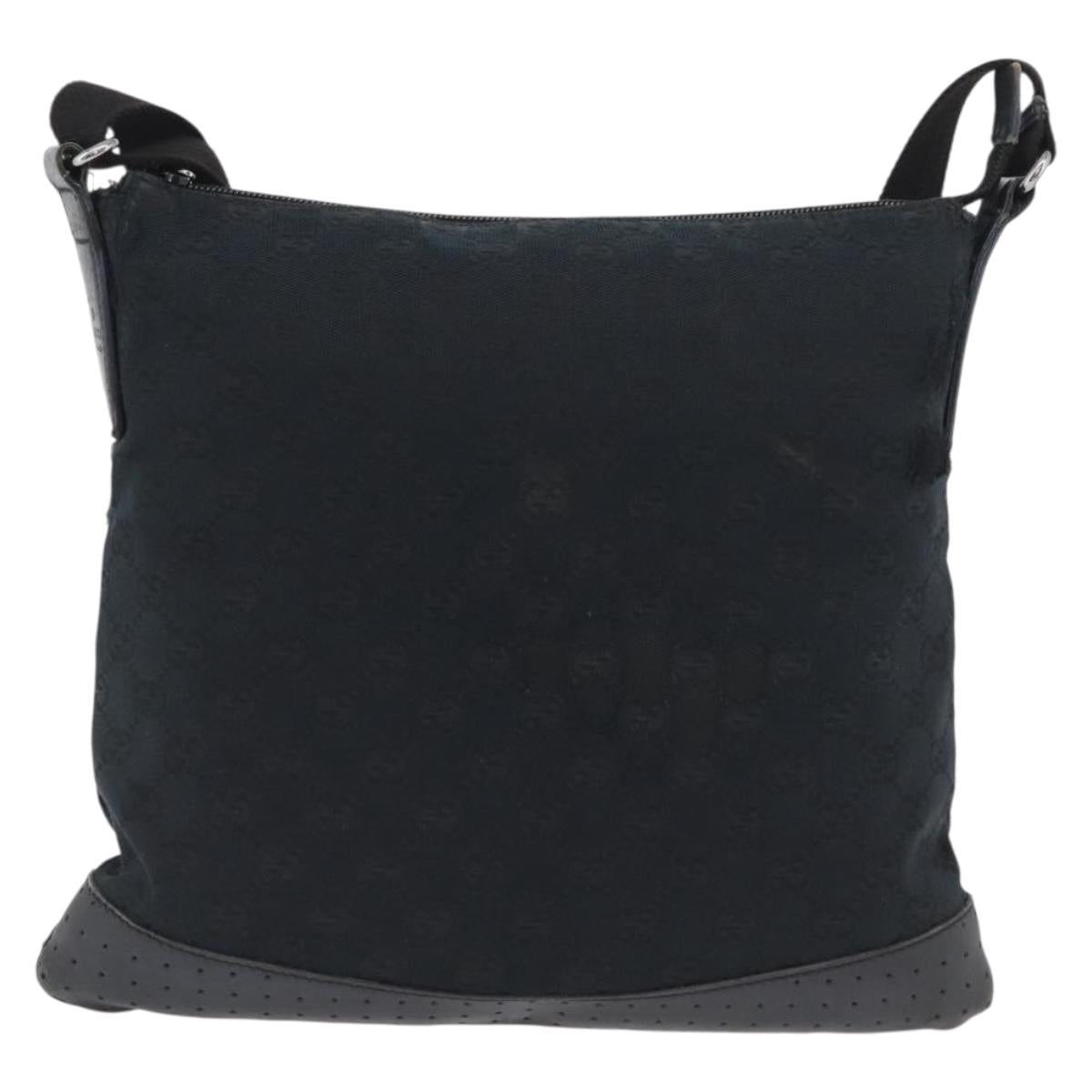 GUCCI GG Canvas Shoulder Bag Black Silver 145857 Auth ti3750