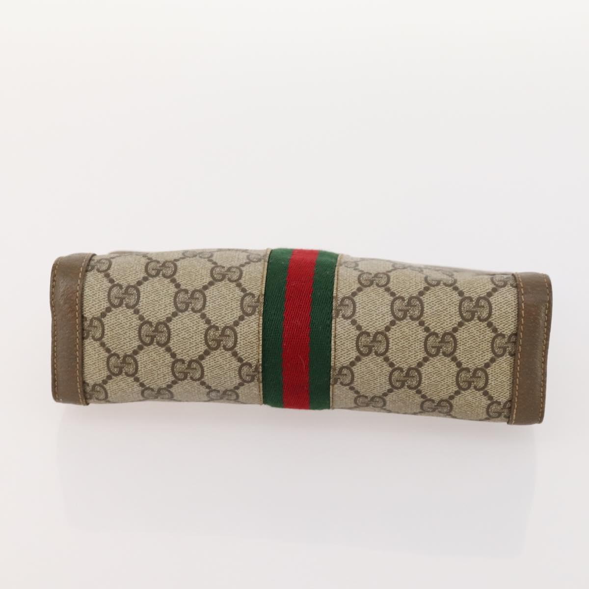 GUCCI GG Supreme Web Sherry Line Pouch Clutch Bag PVC 2 Set Beige Auth ti3752