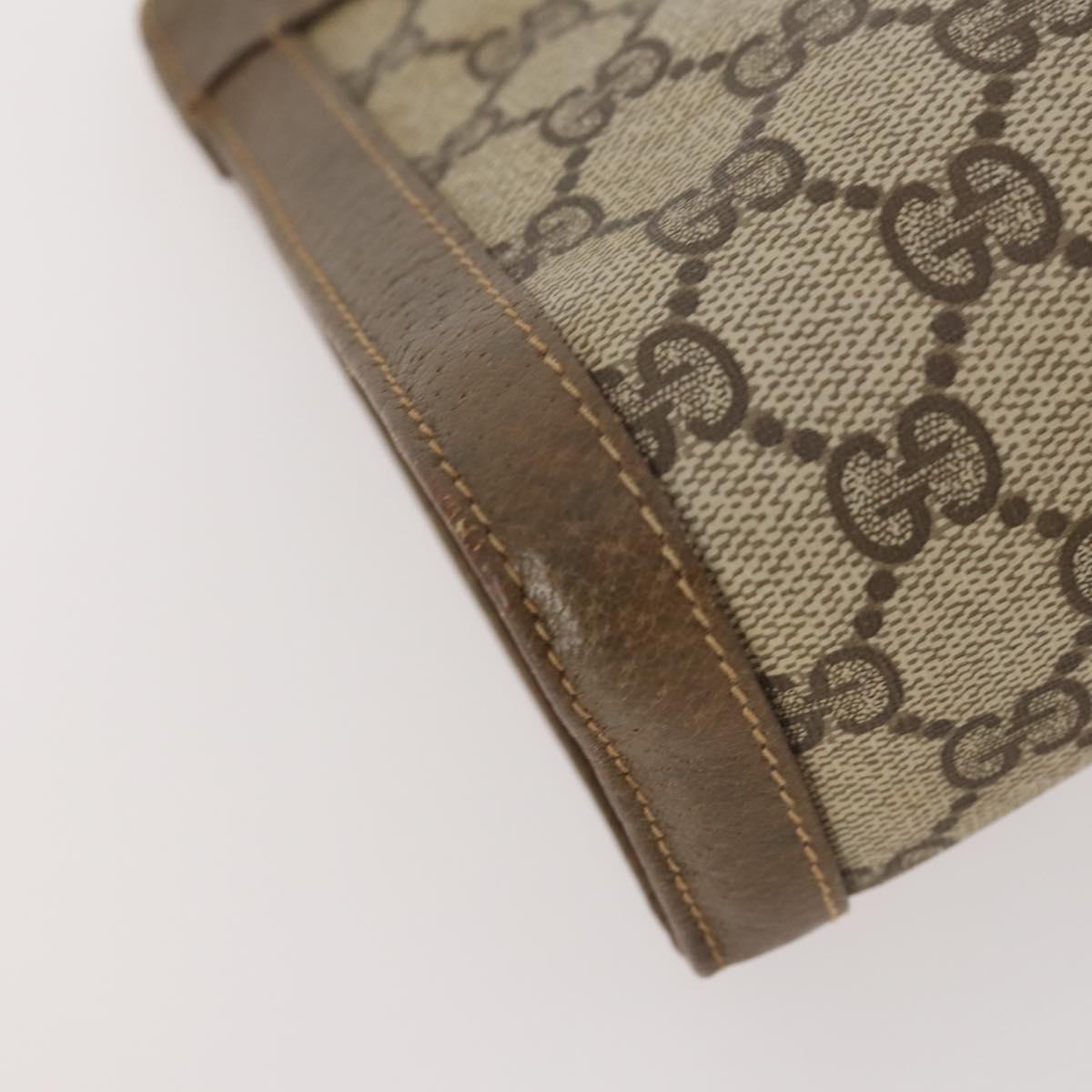 GUCCI GG Supreme Web Sherry Line Pouch Clutch Bag PVC 2 Set Beige Auth ti3752