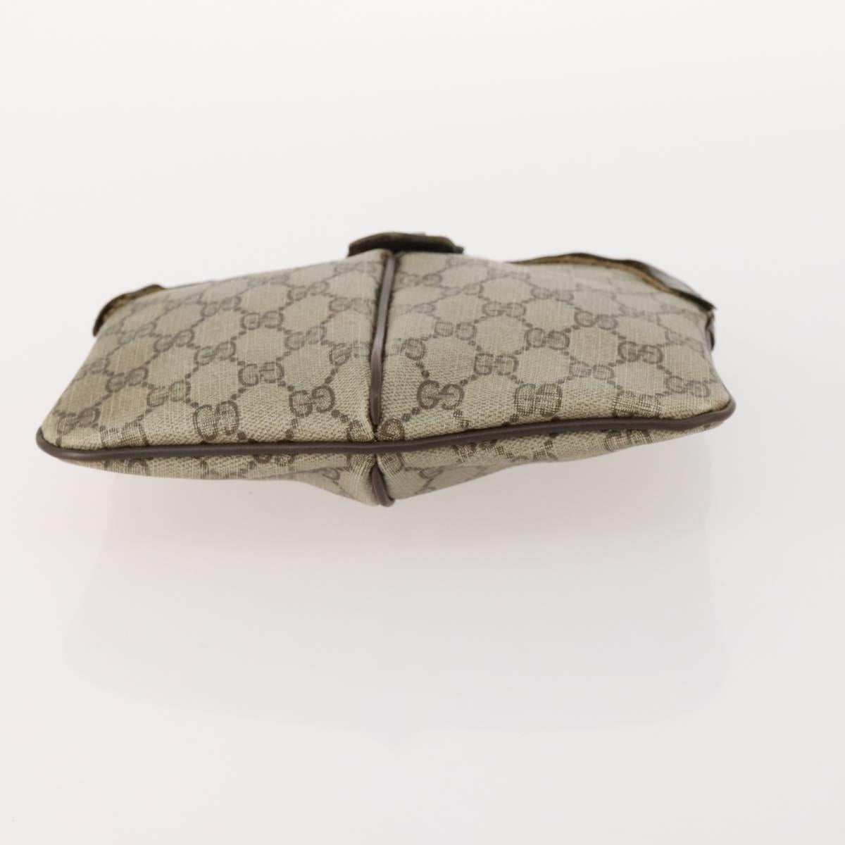 GUCCI GG Supreme Web Sherry Line Pouch Clutch Bag PVC 2 Set Beige Auth ti3752