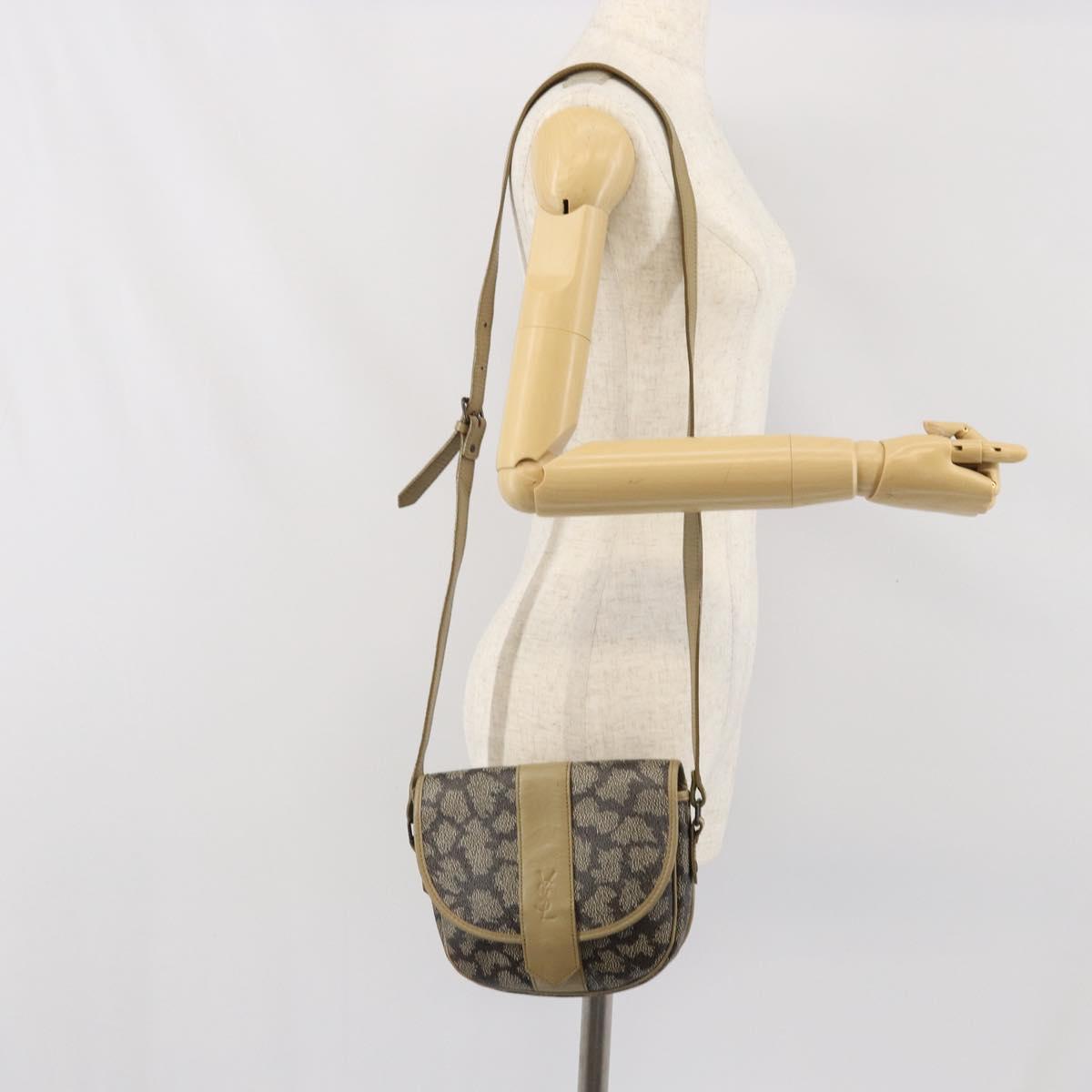 SAINT LAURENT Shoulder Bag PVC Leather Gray Gold Auth ti3759