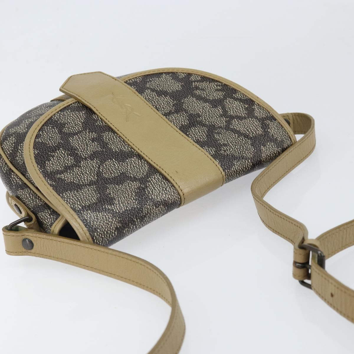 SAINT LAURENT Shoulder Bag PVC Leather Gray Gold Auth ti3759