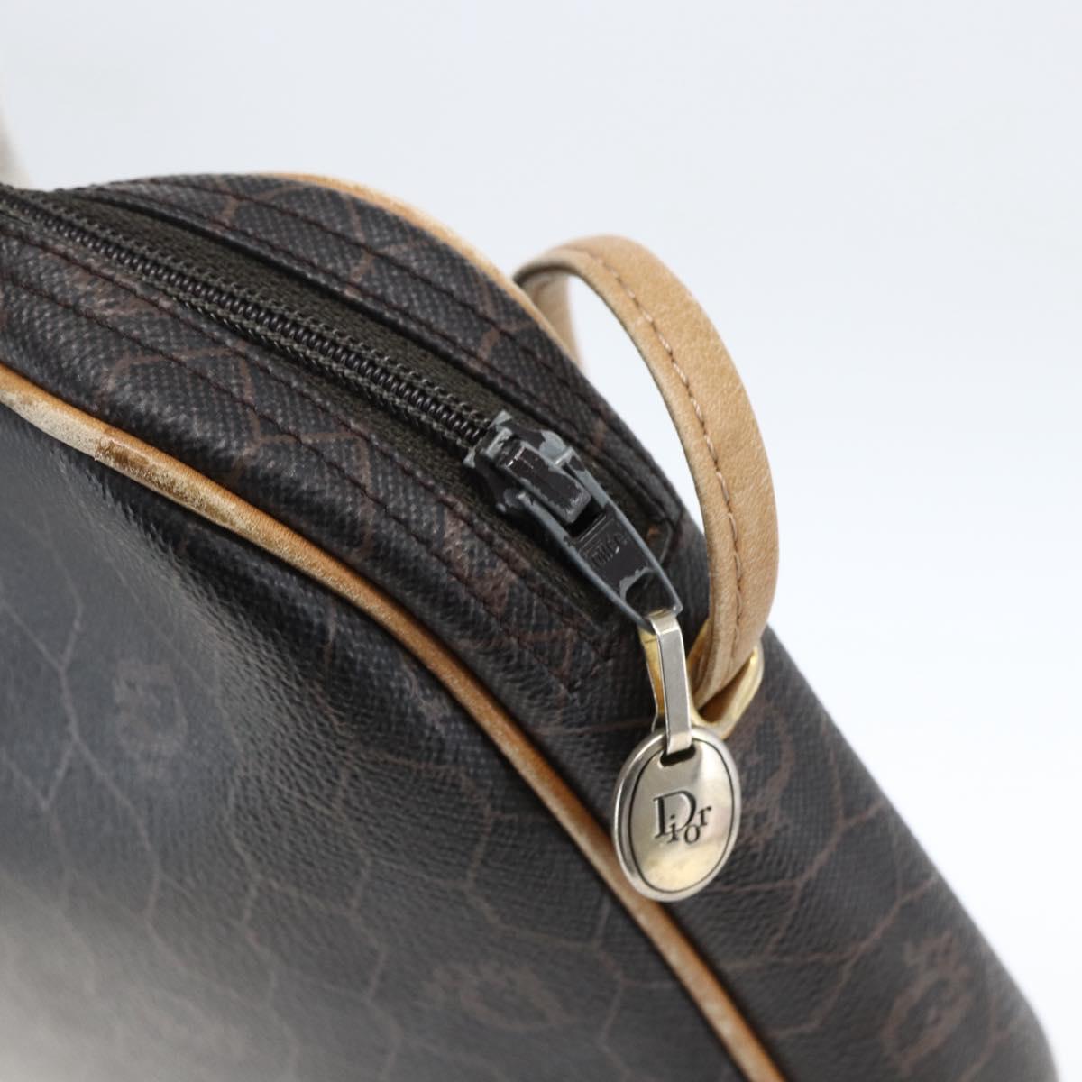 Christian Dior Honeycomb Canvas Shoulder Bag PVC Black Gold Auth ti3760