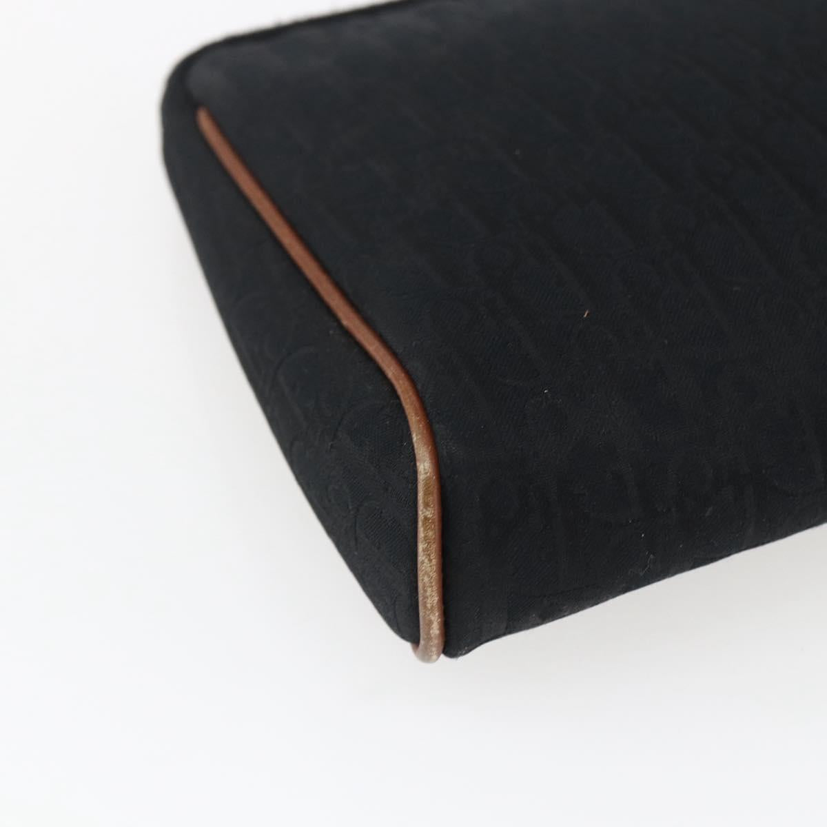 Christian Dior Trotter Canvas Pouch Black Gold Auth ti3761