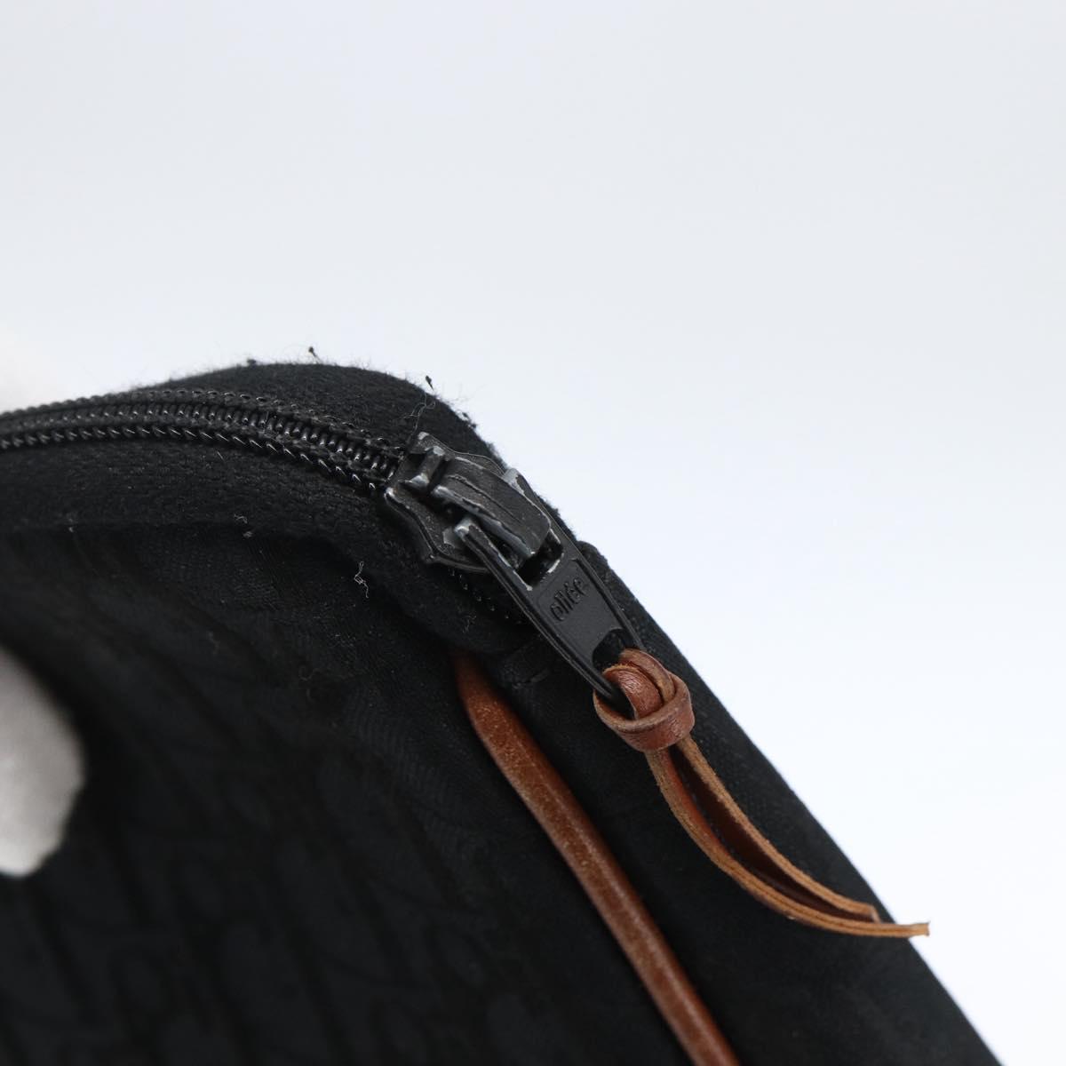 Christian Dior Trotter Canvas Pouch Black Gold Auth ti3761