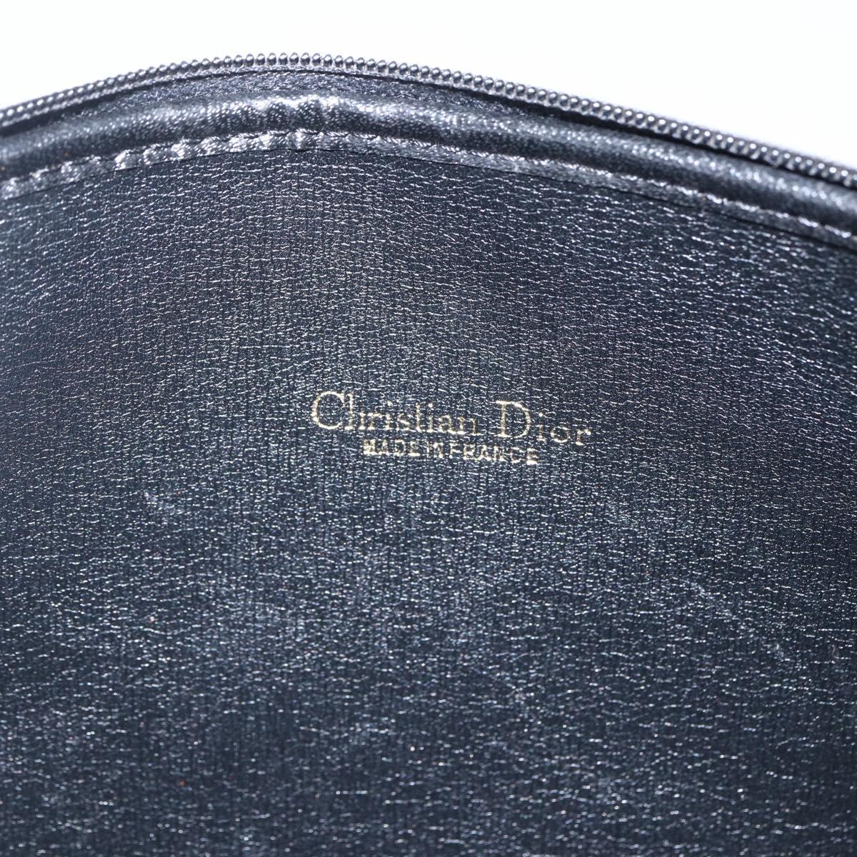 Christian Dior Trotter Canvas Pouch Black Gold Auth ti3761
